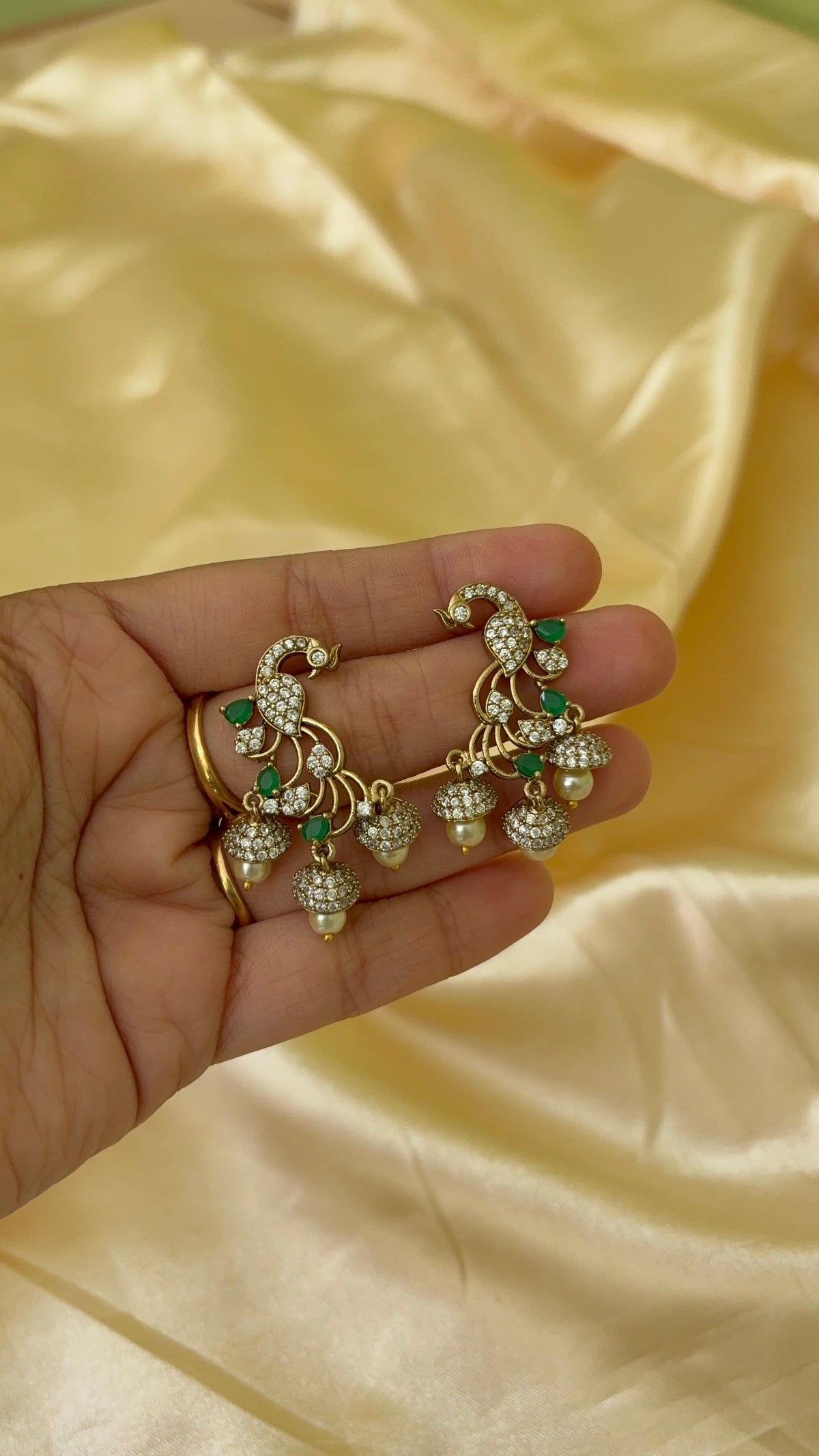Emerald with Peacock Jhumka
