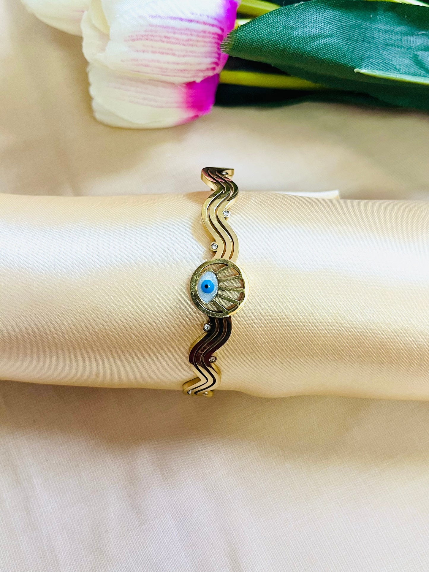 Anti-tarnish Evil Eye Bracelet (Gold)