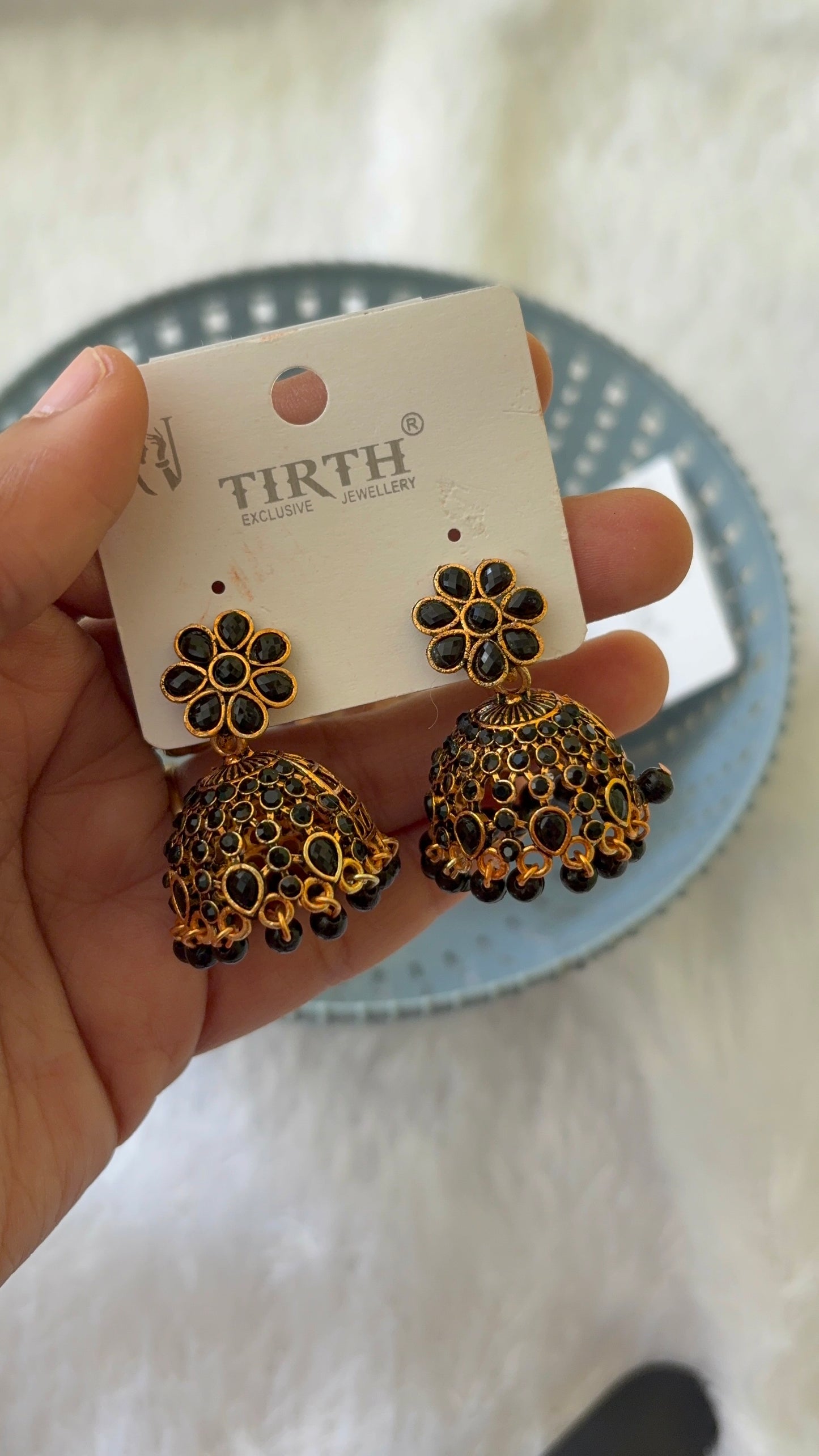 Floral Stone worked Jhumka