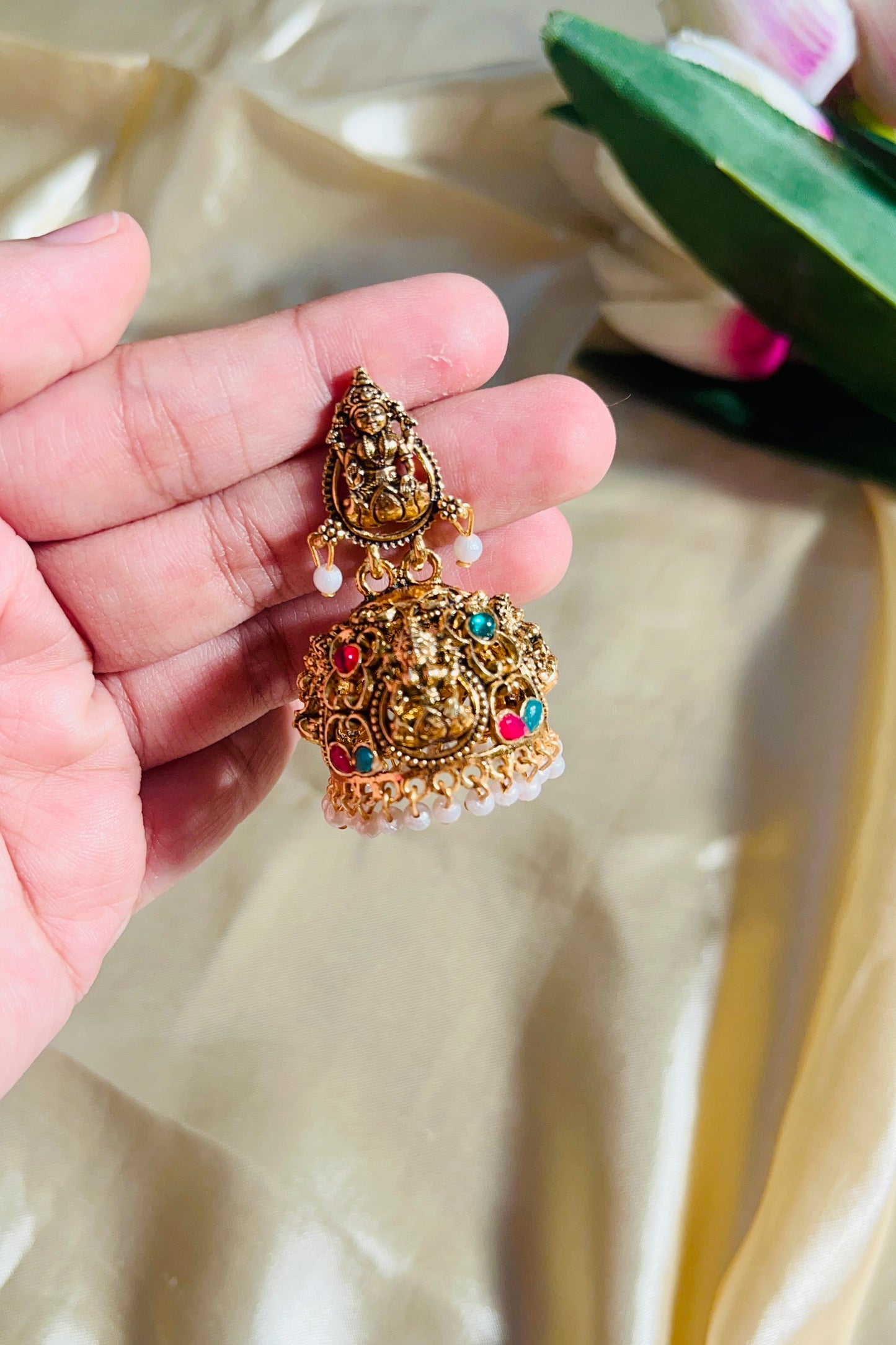 Antique look a like weightless Lakshmi Jhumka