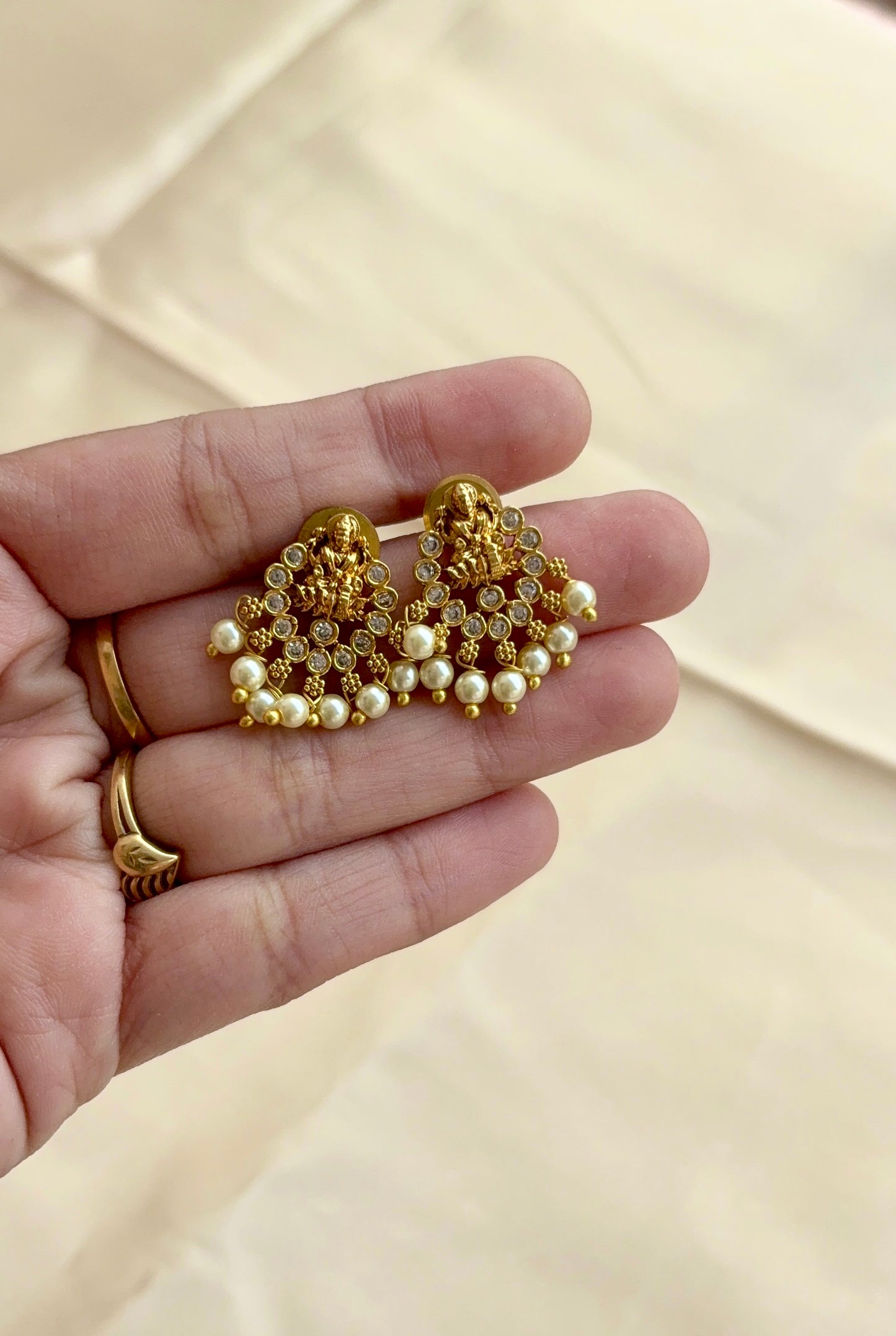 Antique gold finish Lakshmi Stud