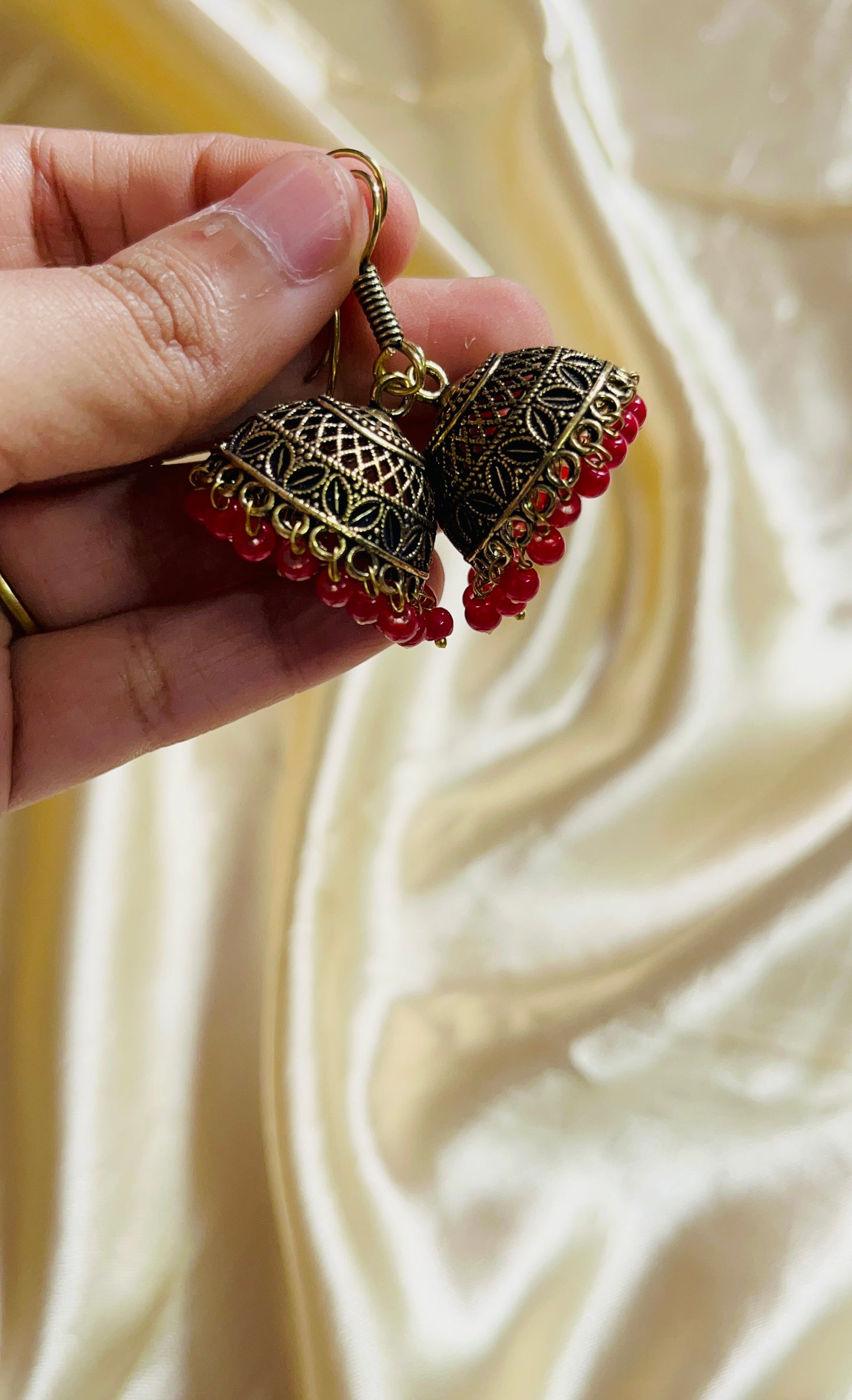 Jaipur jhumka(Antique gold colour & Medium size)