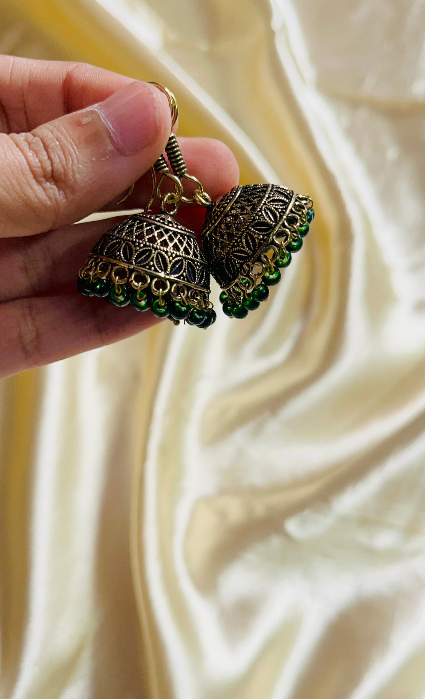 Jaipur jhumka(Antique gold colour & Medium size)