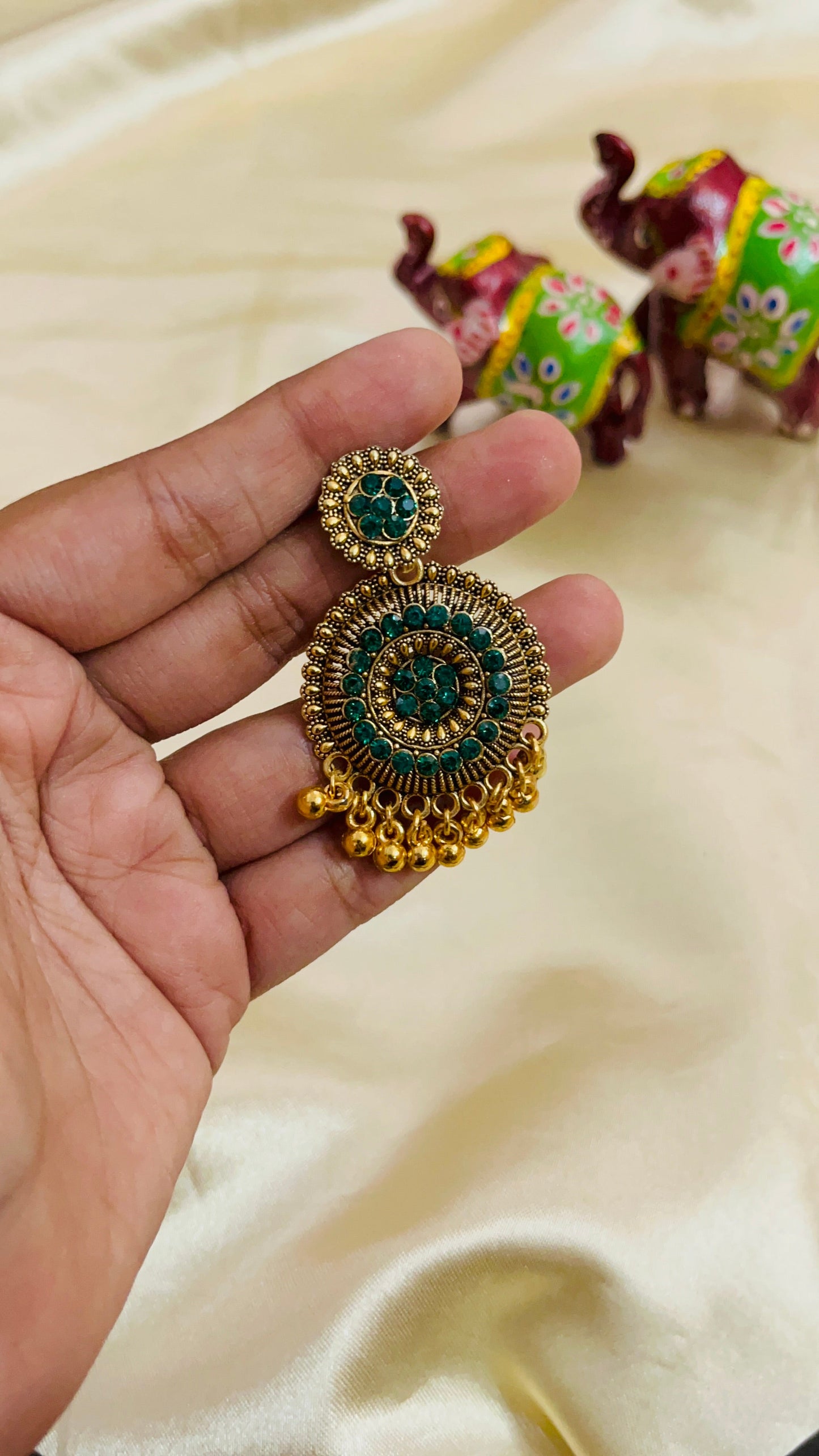 Gold Oxidised Drop Earring