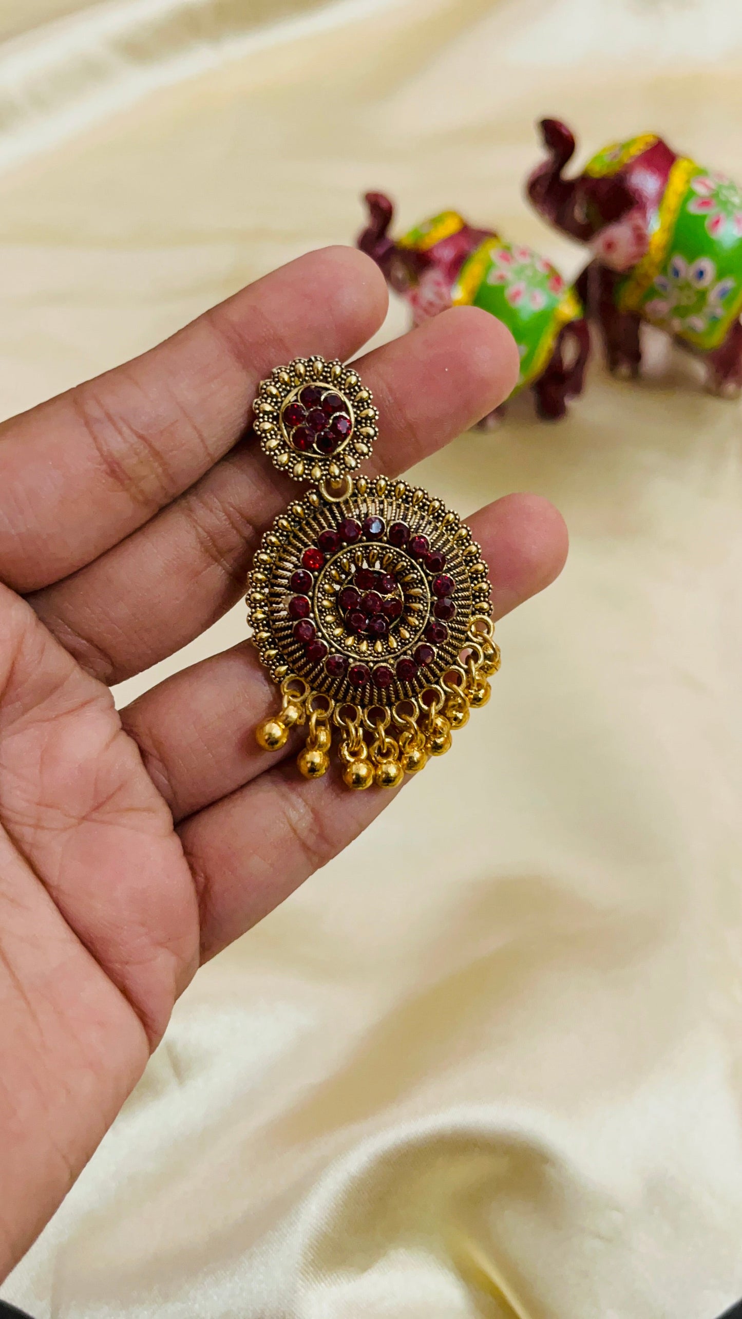 Gold Oxidised Drop Earring