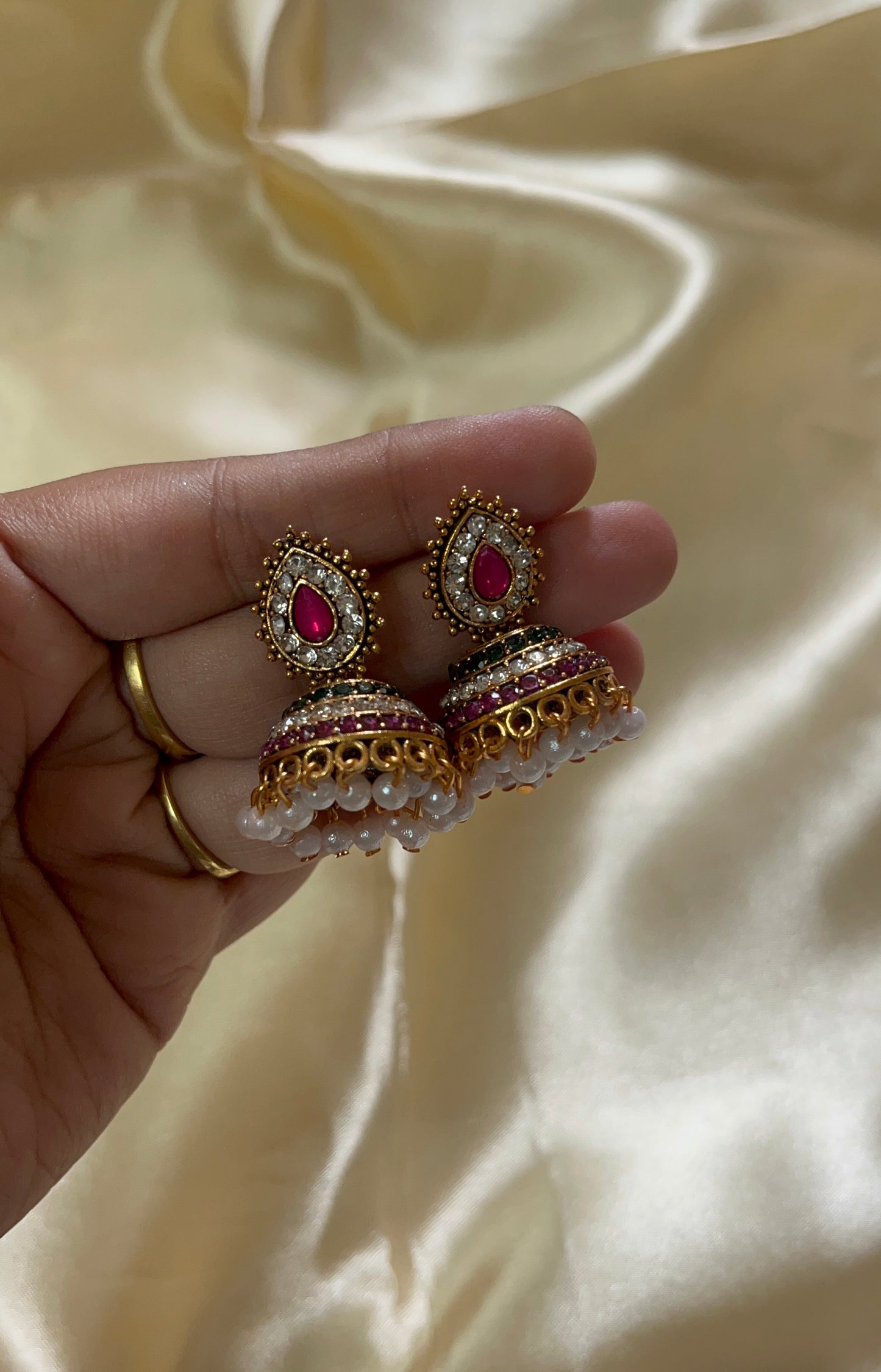 Multicolour Pearl Drop Jhumka