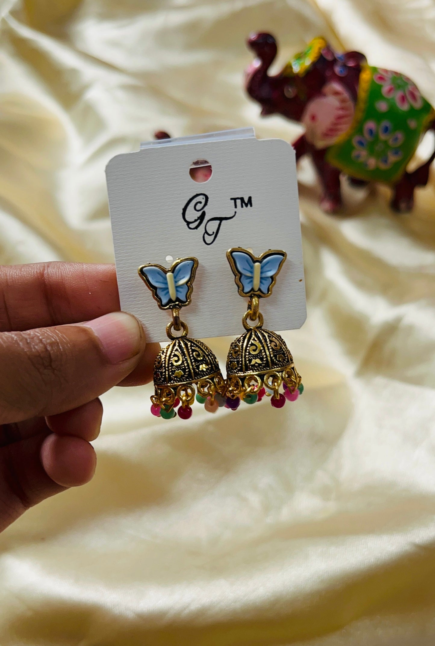 Butterfly Stud Jhumka - Gold
