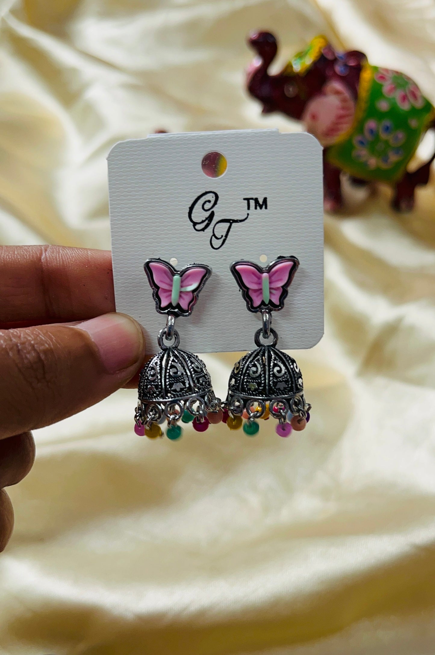 Butterfly Stud Jhumka - Silver