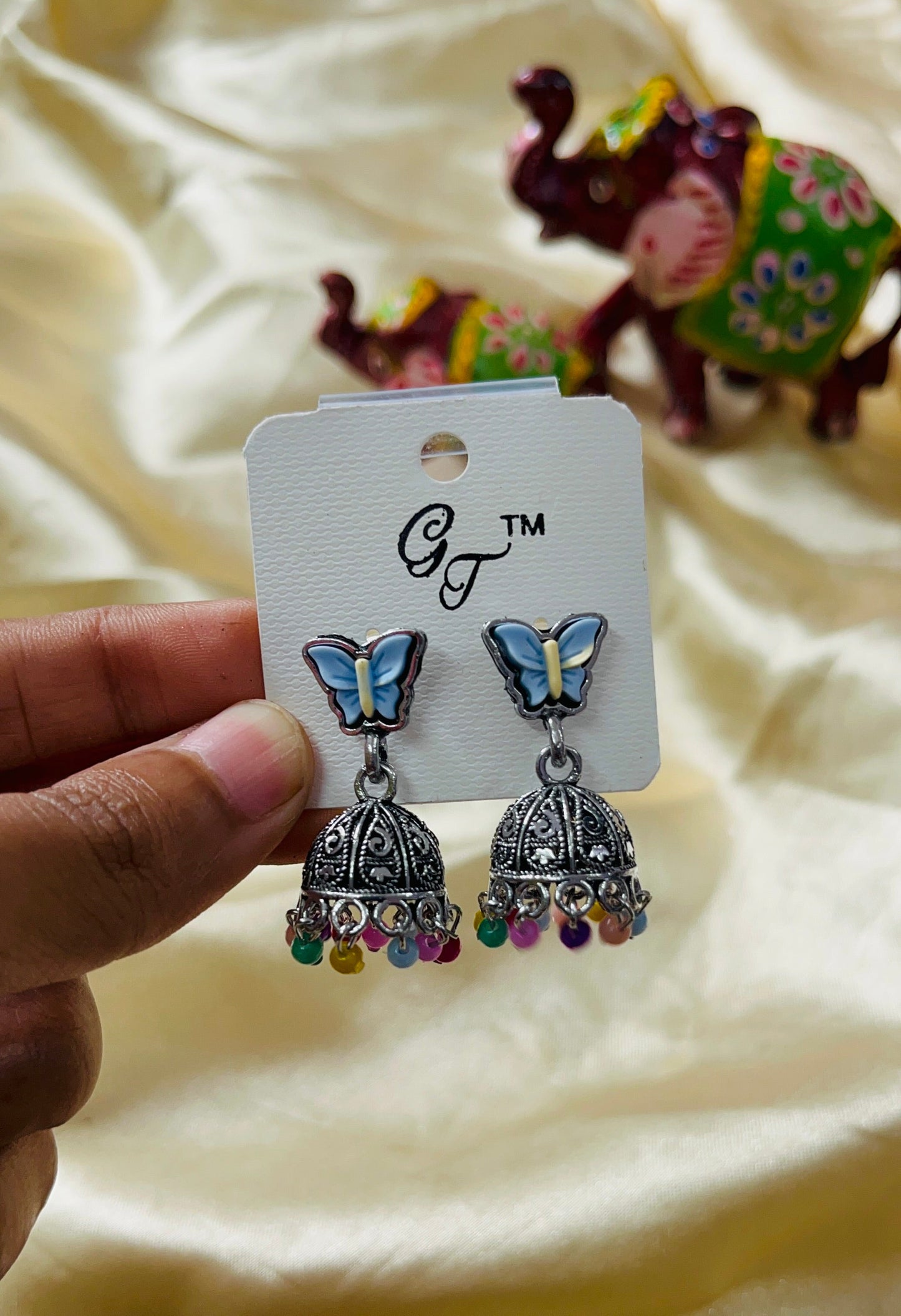 Butterfly Stud Jhumka - Silver