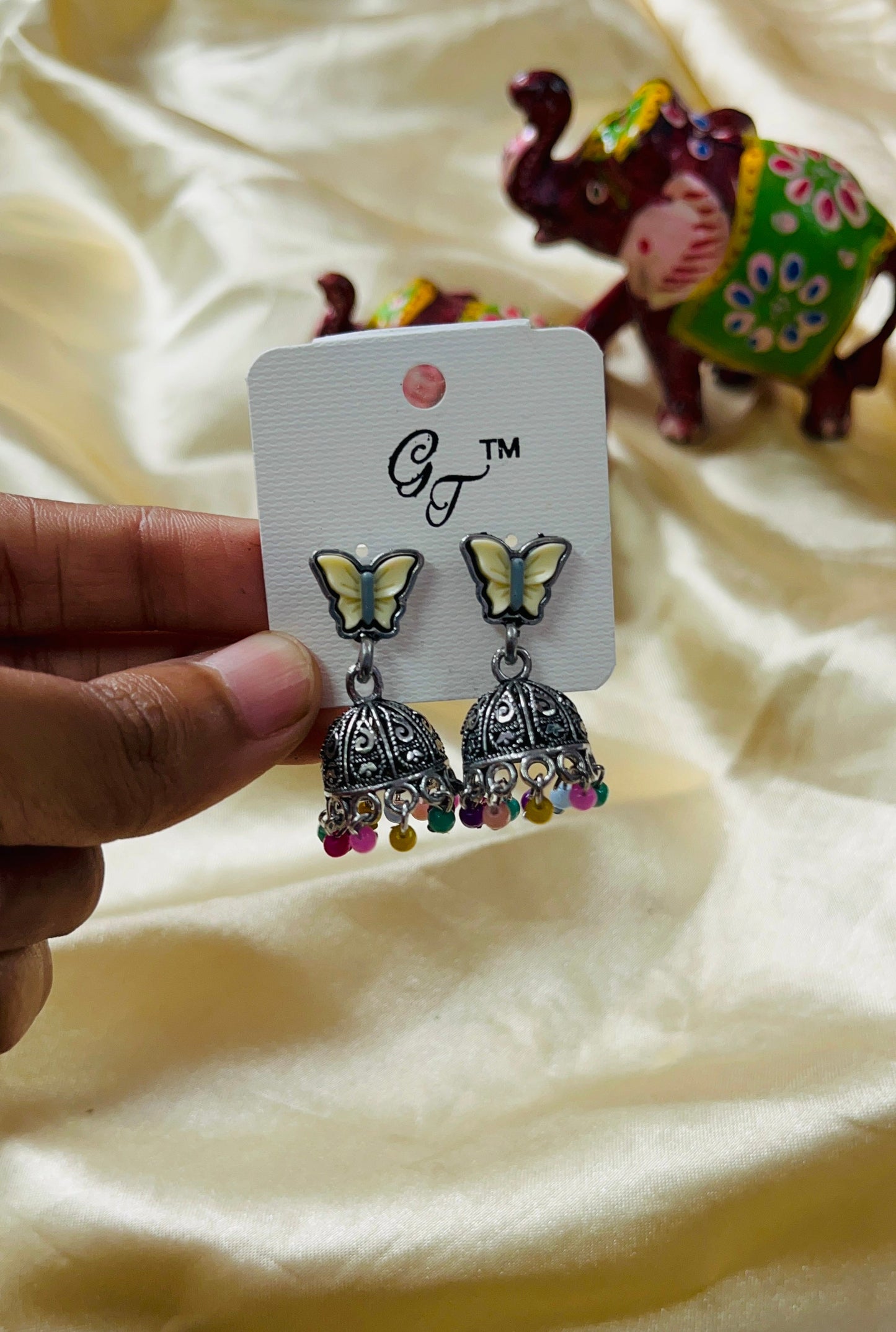 Butterfly Stud Jhumka - Silver