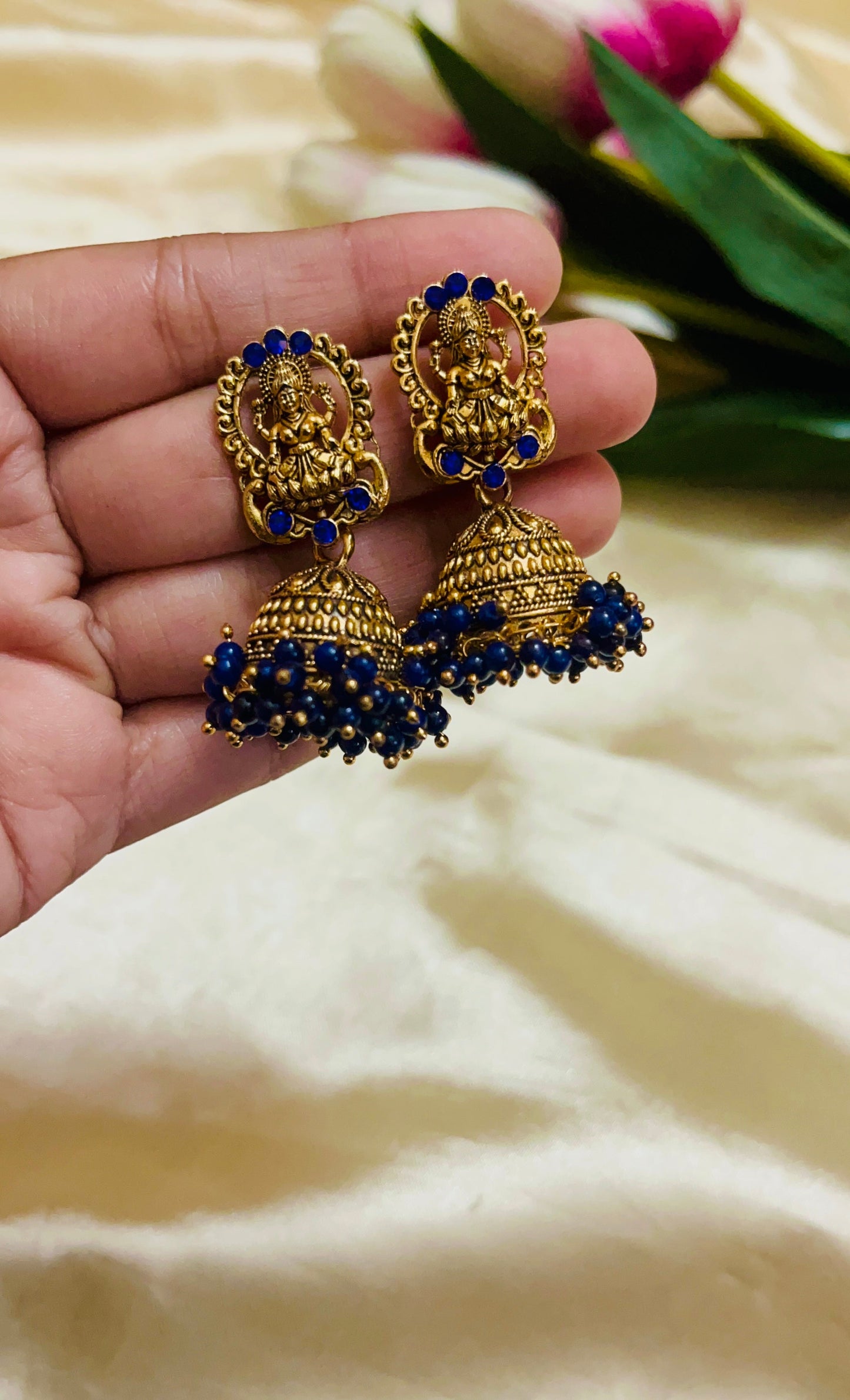 Heavy Beaded Lakshmi Jhumka