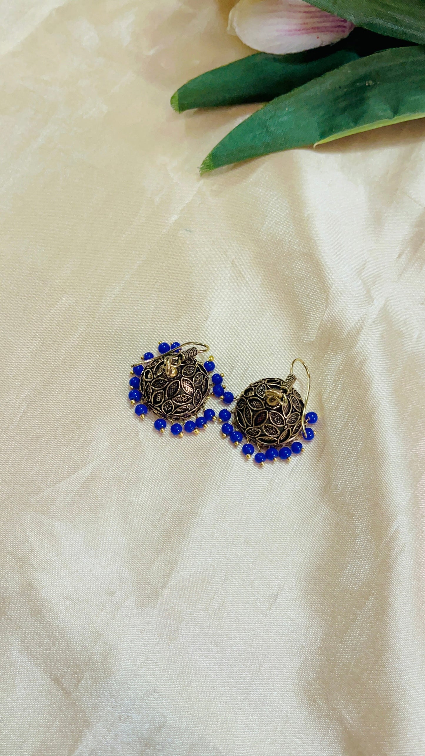 Rajasthani Black Gold finish Hook Jhumka
