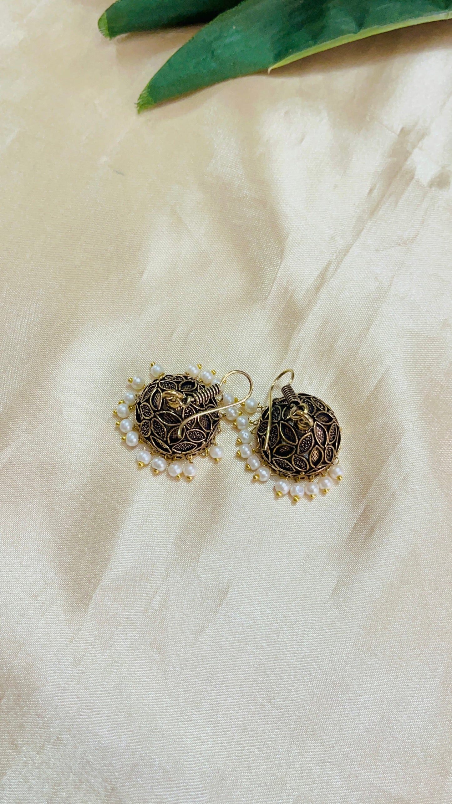 Rajasthani Black Gold finish Hook Jhumka
