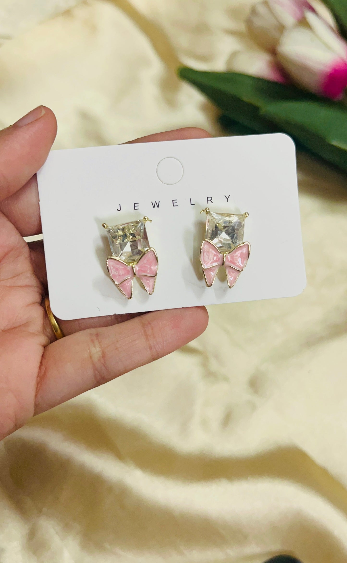 Bow styled Rhinstone Stud