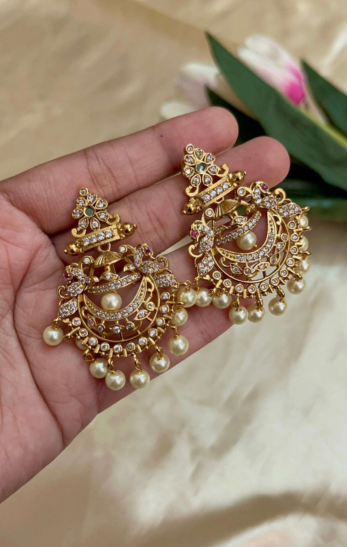 Antique Gold Finish Statement Earring