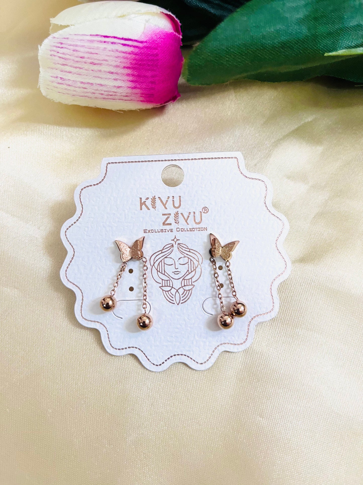 RoseGold ButterFly Drop Earring