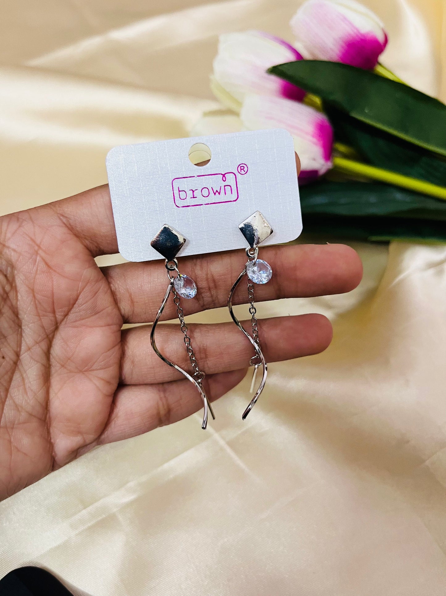 Silver Chain Drop Earring