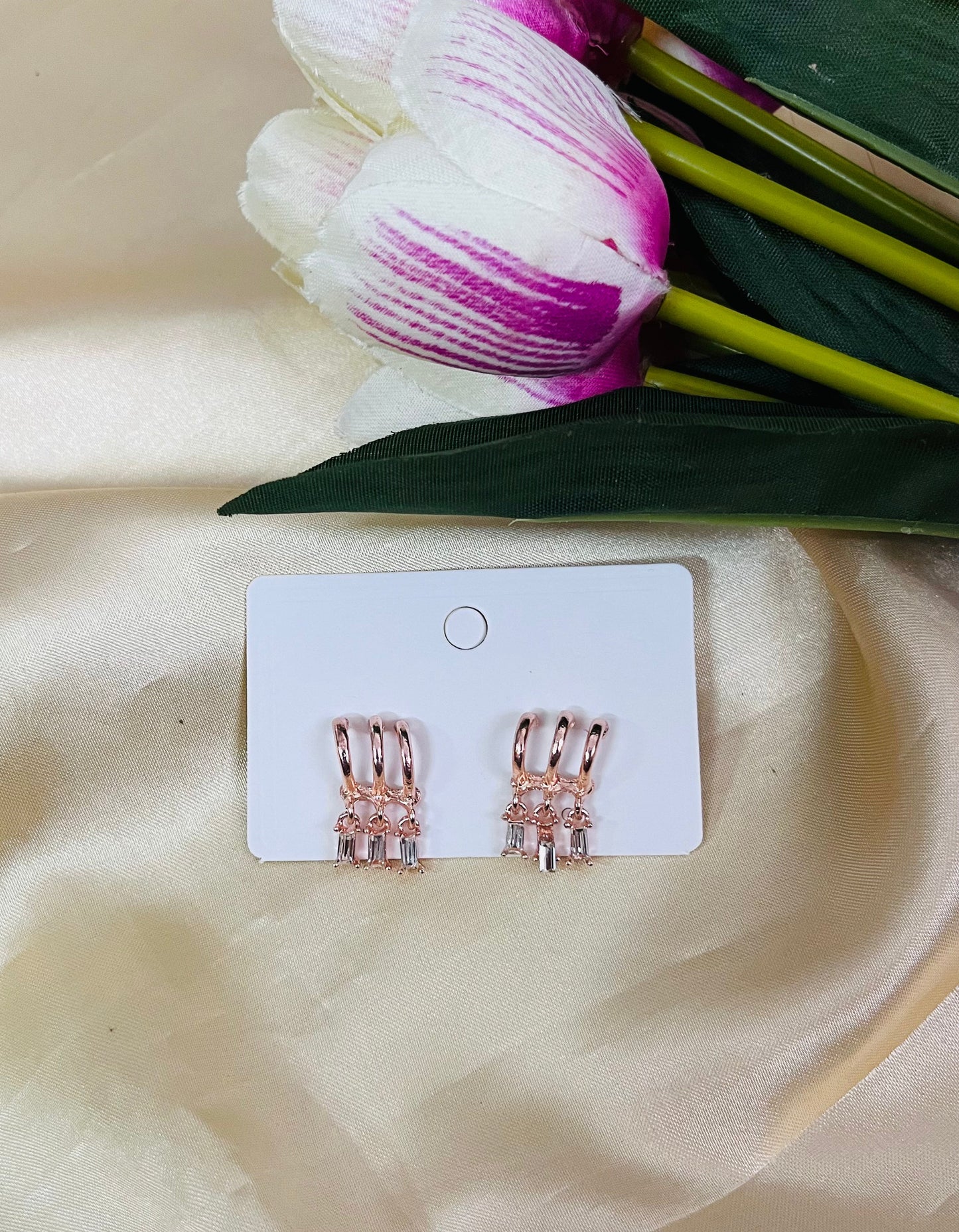 Rose Gold AD stone Danglers