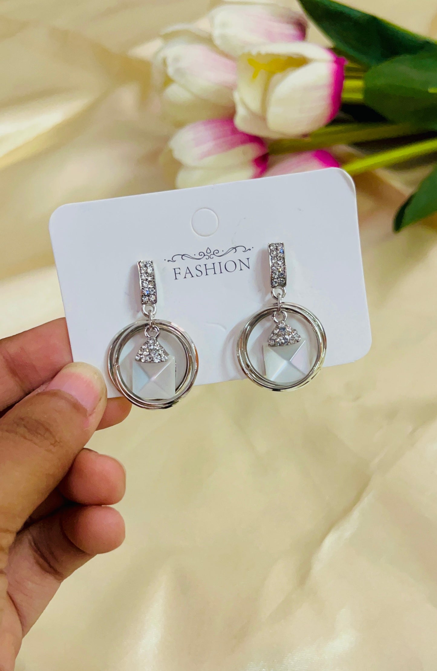 CZ stone Drop Earring