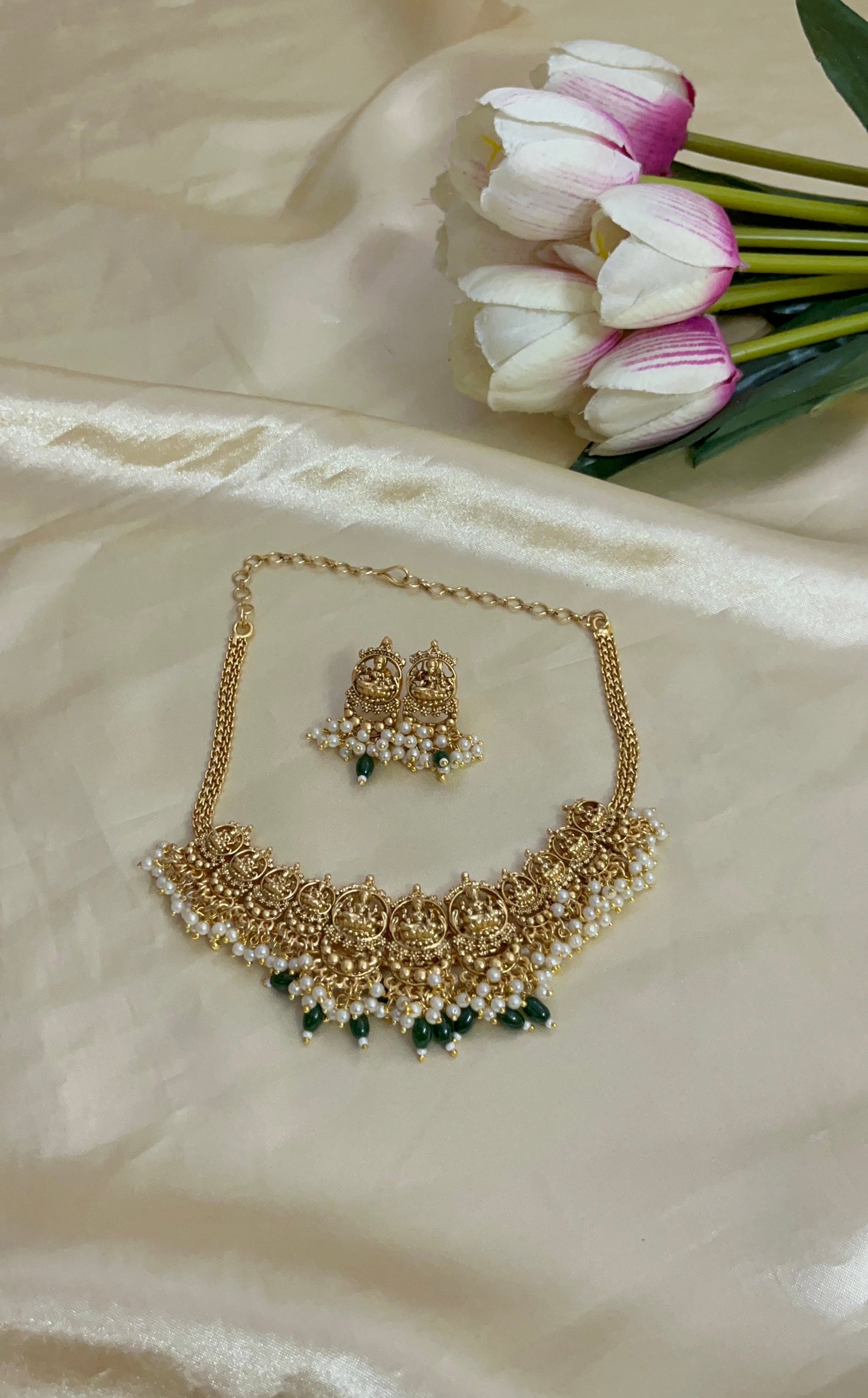 Lakshmi with Cluster pearl neckpiece