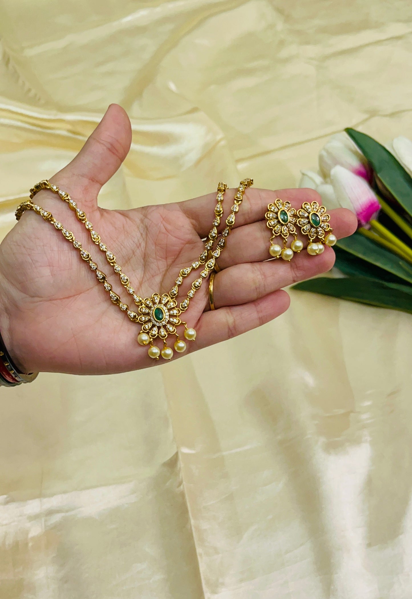 Double Layer AD stone Neckpiece