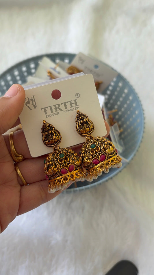 Oxidised Lakshmi Jhumka