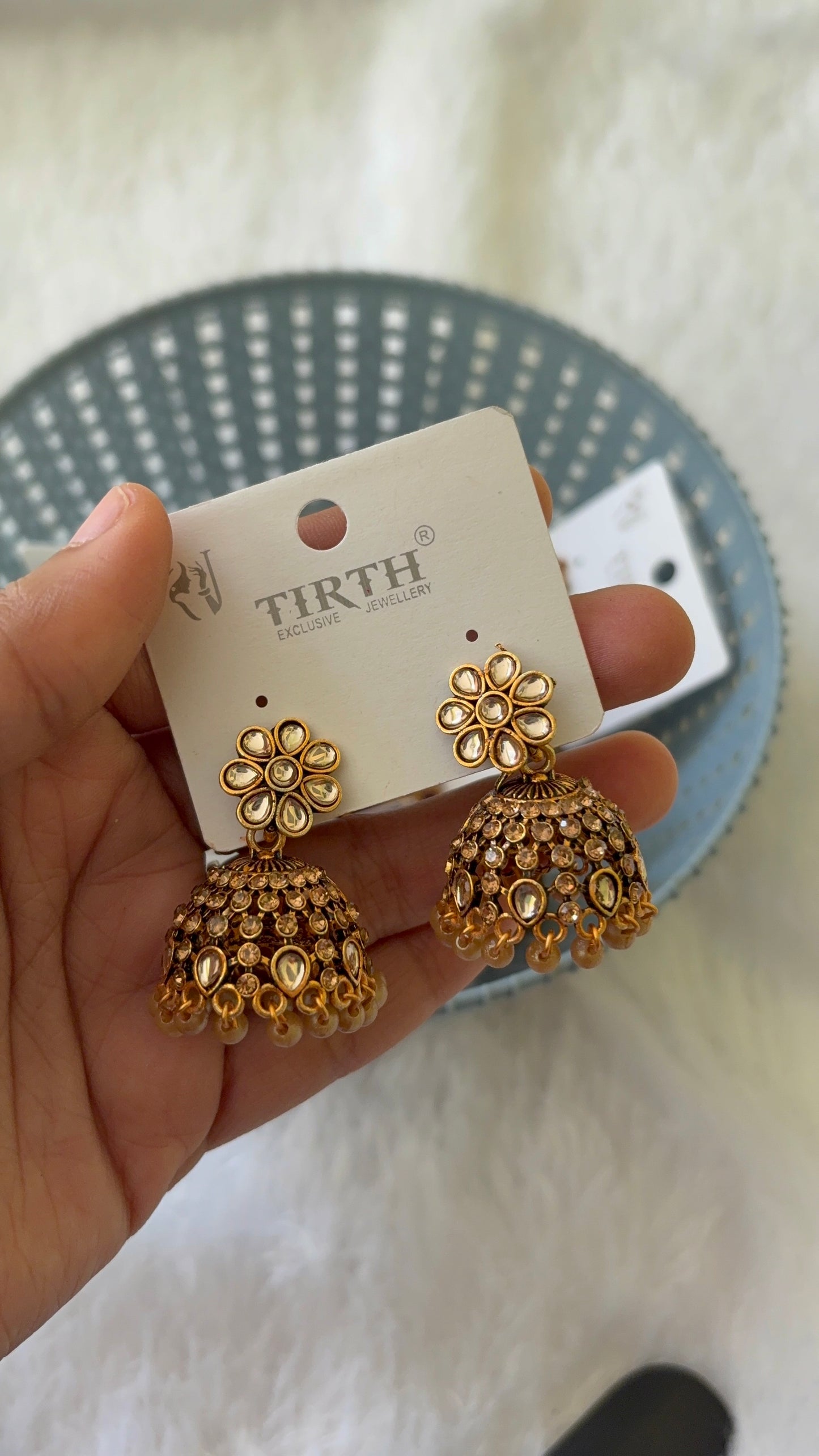 Floral Stone worked Jhumka