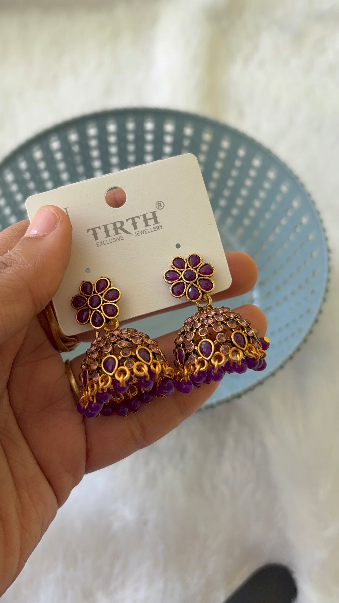 Floral Stone worked Jhumka
