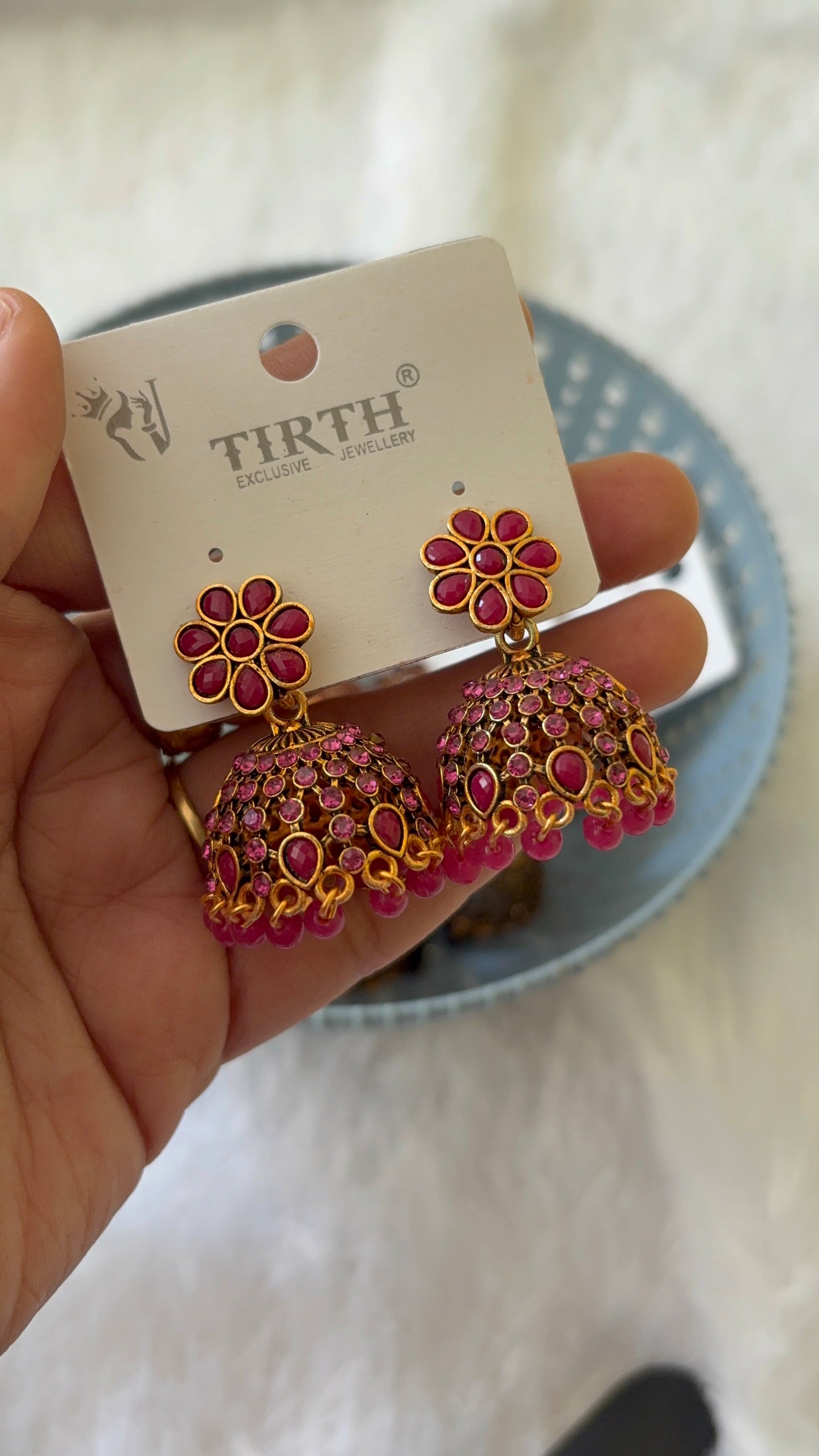 Floral Stone worked Jhumka