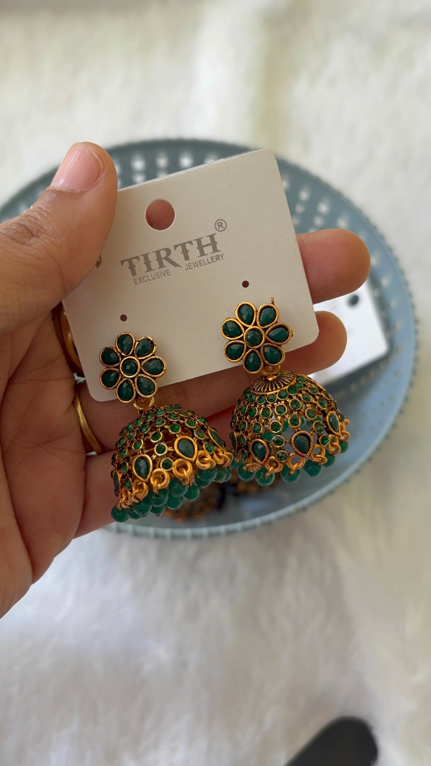 Floral Stone worked Jhumka