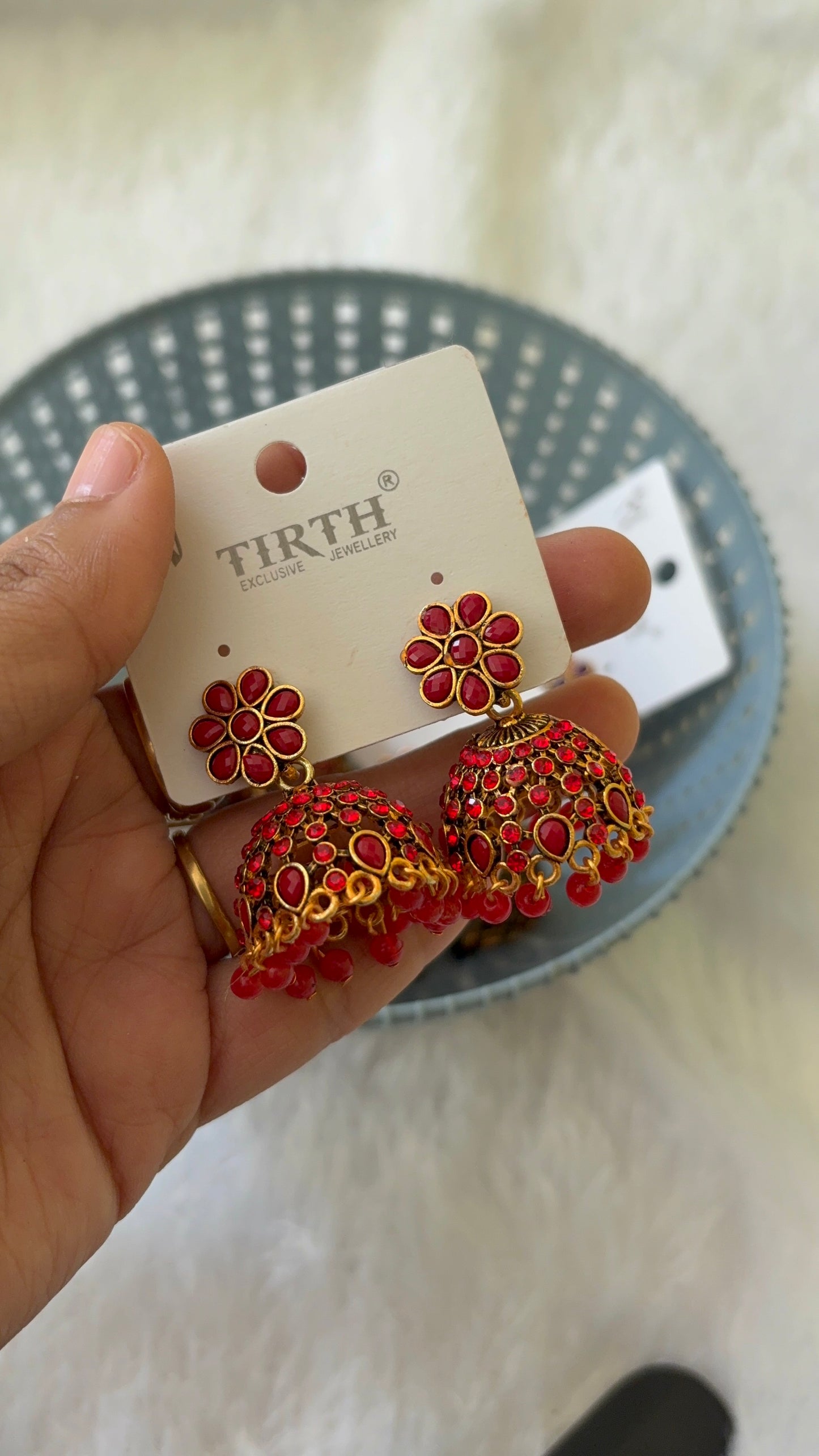 Floral Stone worked Jhumka