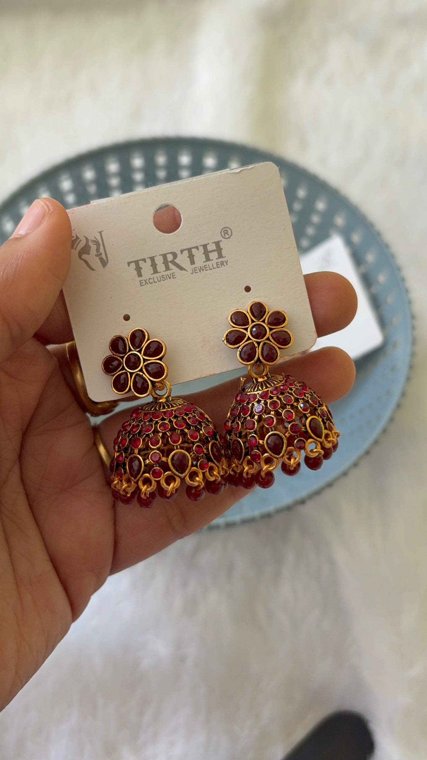 Floral Stone worked Jhumka