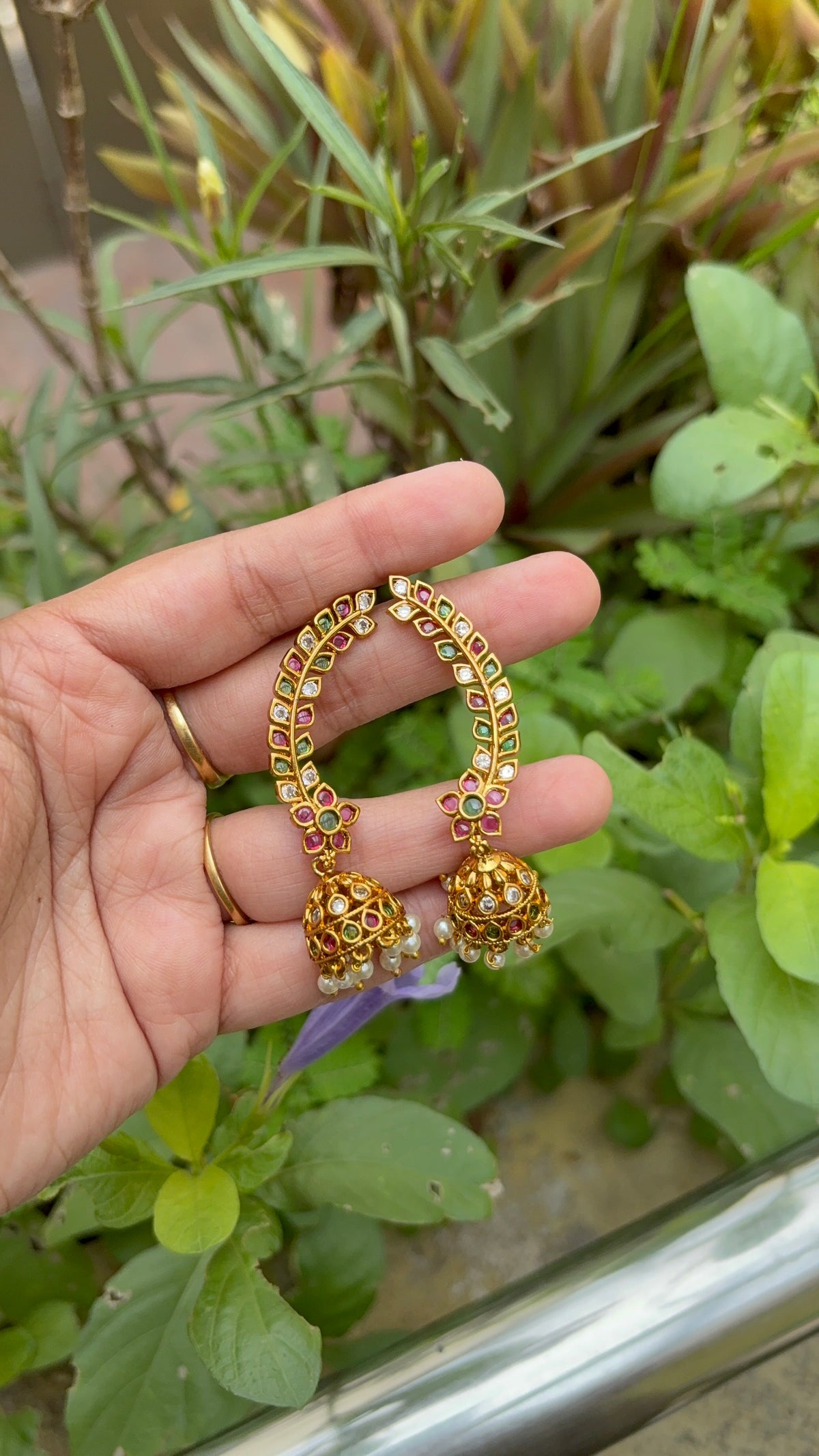 Kemp floral cuff Jhumka