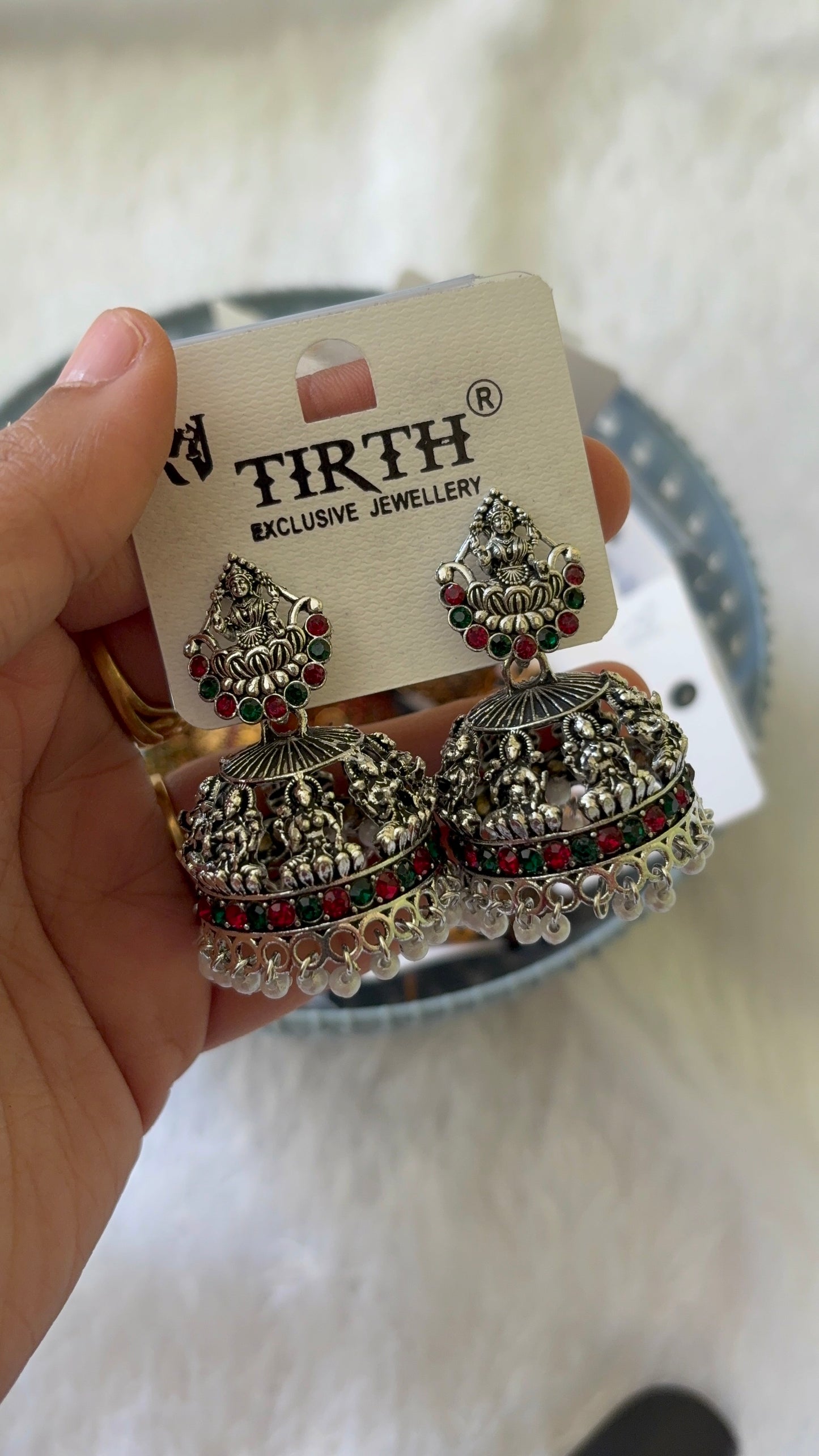 Oxidised Lakshmi Jhumka