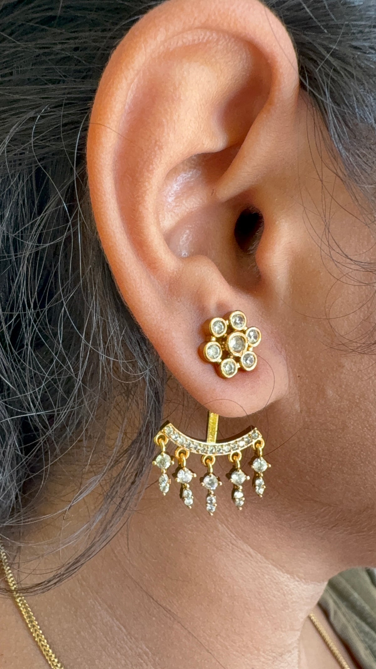 2 in 1 floral Earring
