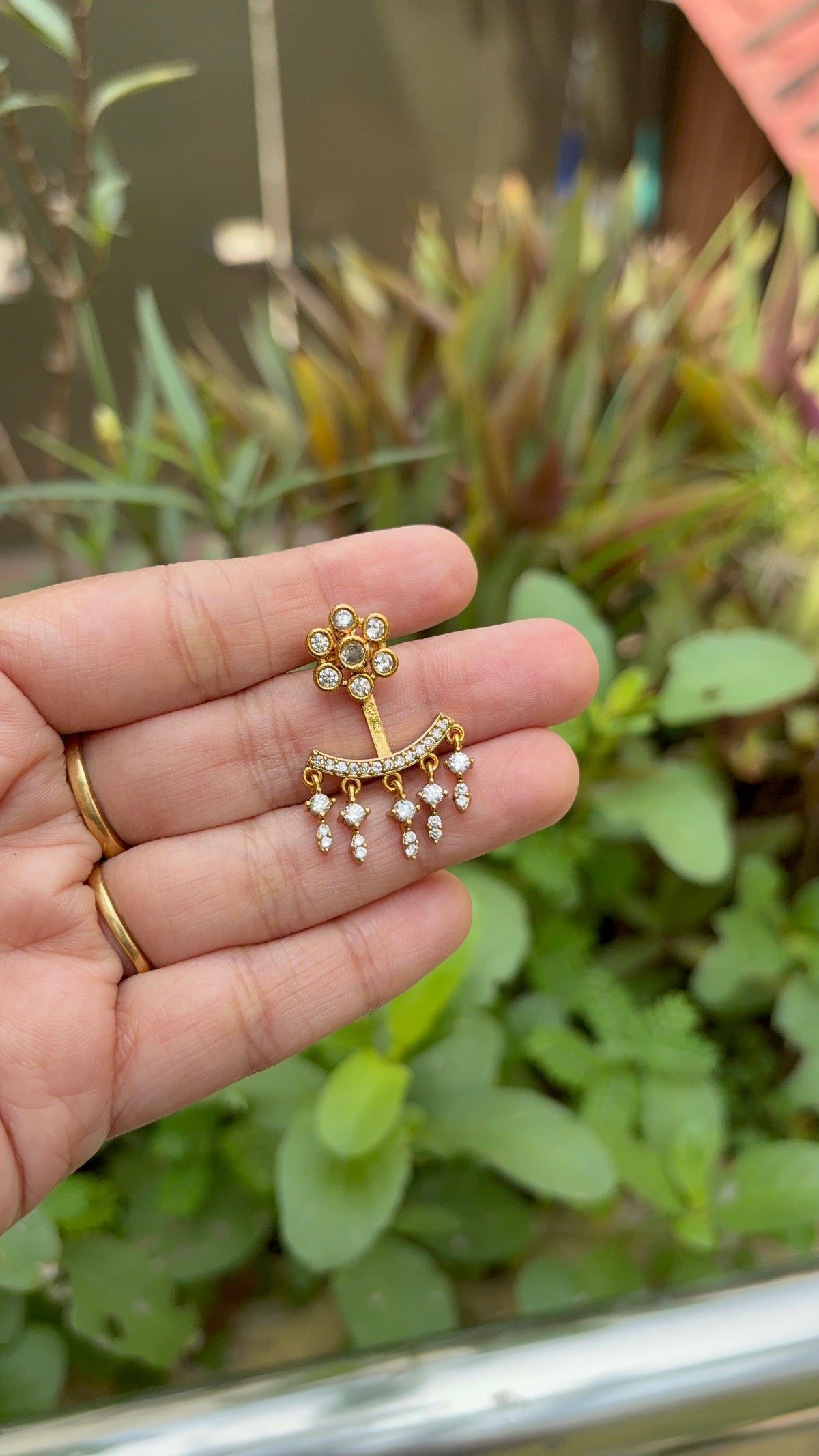 2 in 1 floral Earring