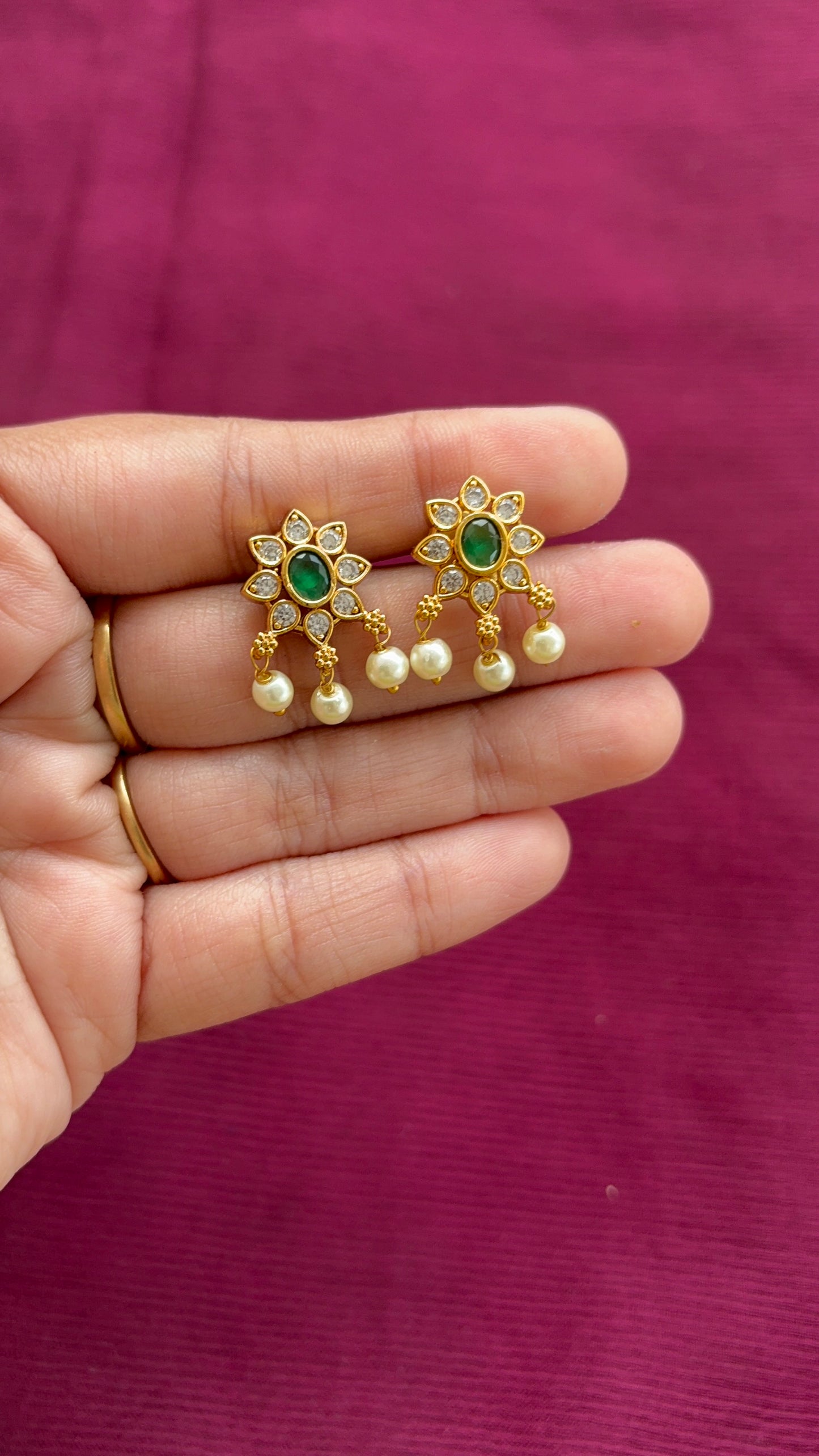 Antique Gold finish Floral stud