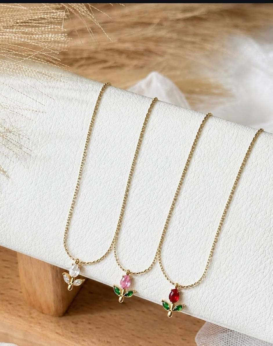 Red Tulip Anti-tarnish Neckchain