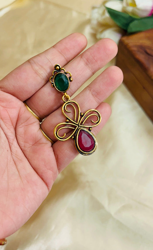 Premium Gold Oxidised Kolam style Earring(German Silver Replica)