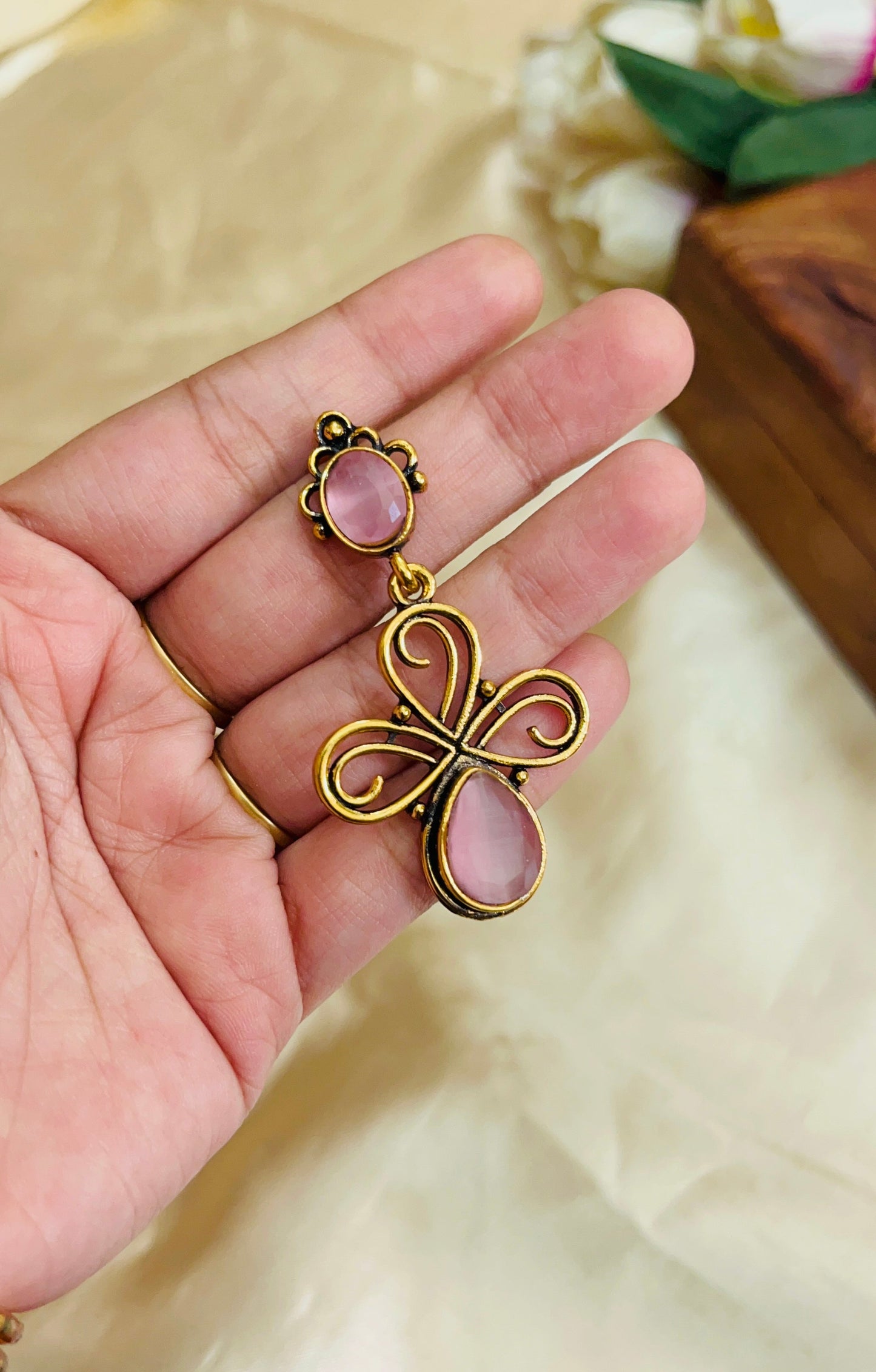 Premium Gold Oxidised Kolam style Earring(German Silver Replica)