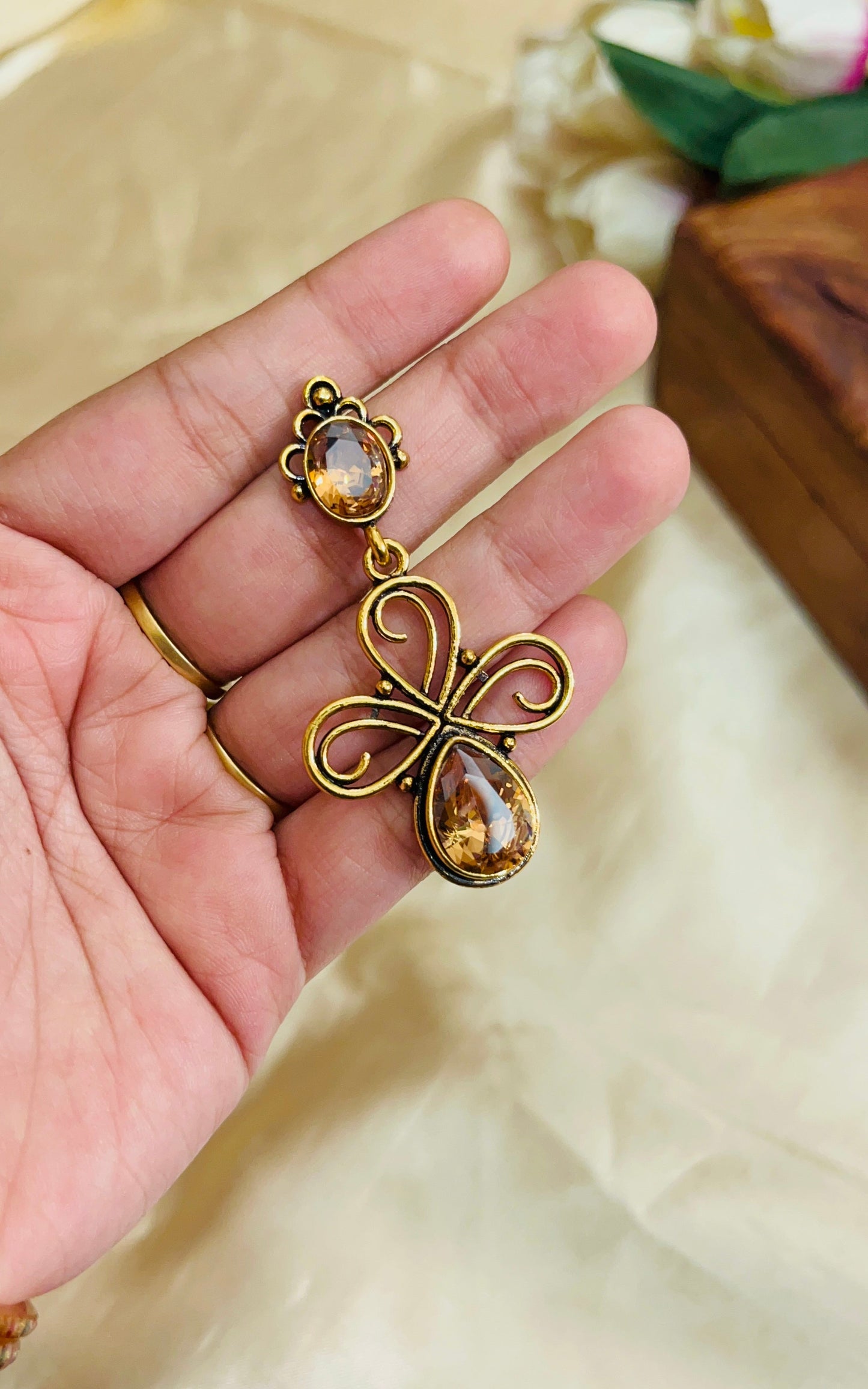 Premium Gold Oxidised Kolam style Earring(German Silver Replica)