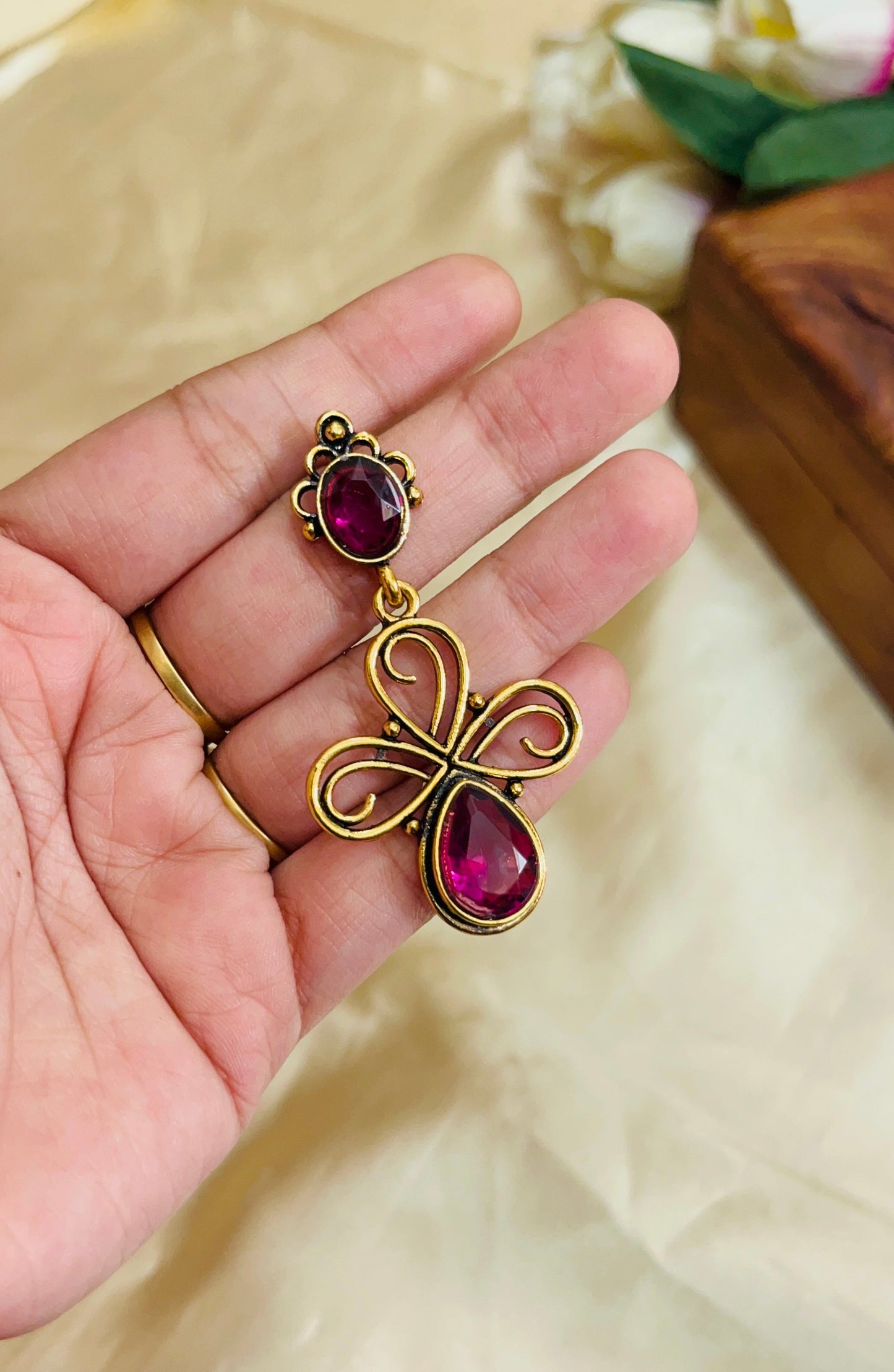 Premium Gold Oxidised Kolam style Earring(German Silver Replica)