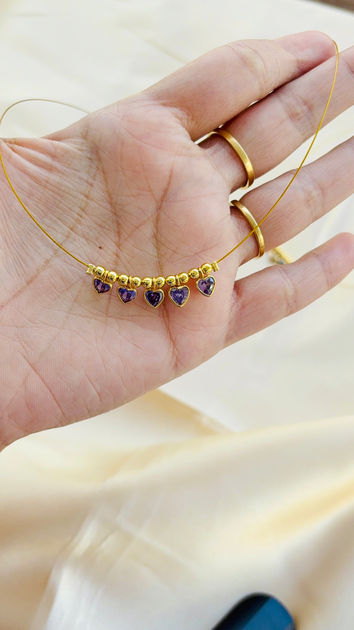 Heart polki invisible necklace
