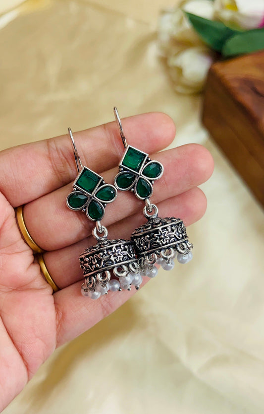 Premium Oxidised Hook Jhumka(German Silver Replica)