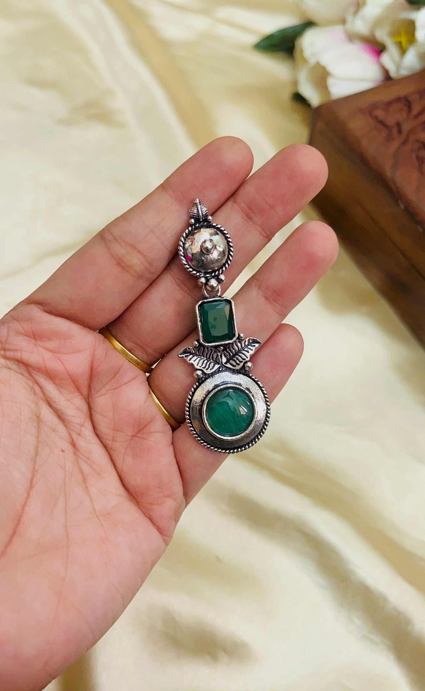 Premium Fusion style oxidised Earring