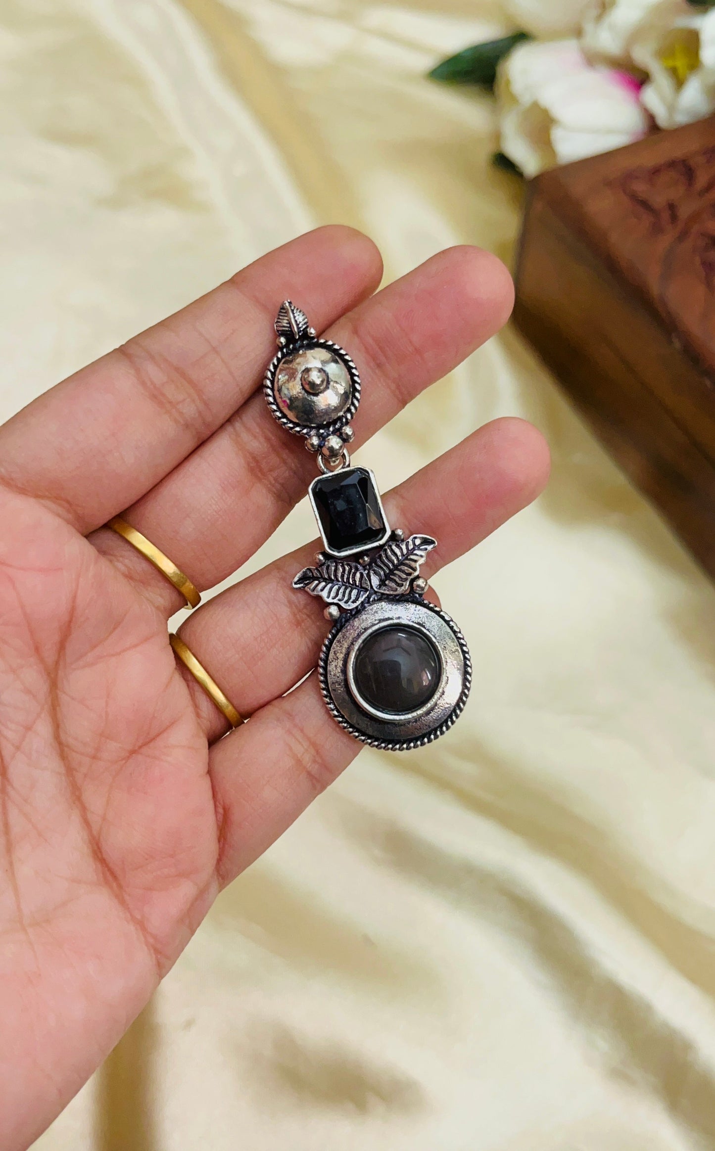 Premium Fusion style oxidised Earring