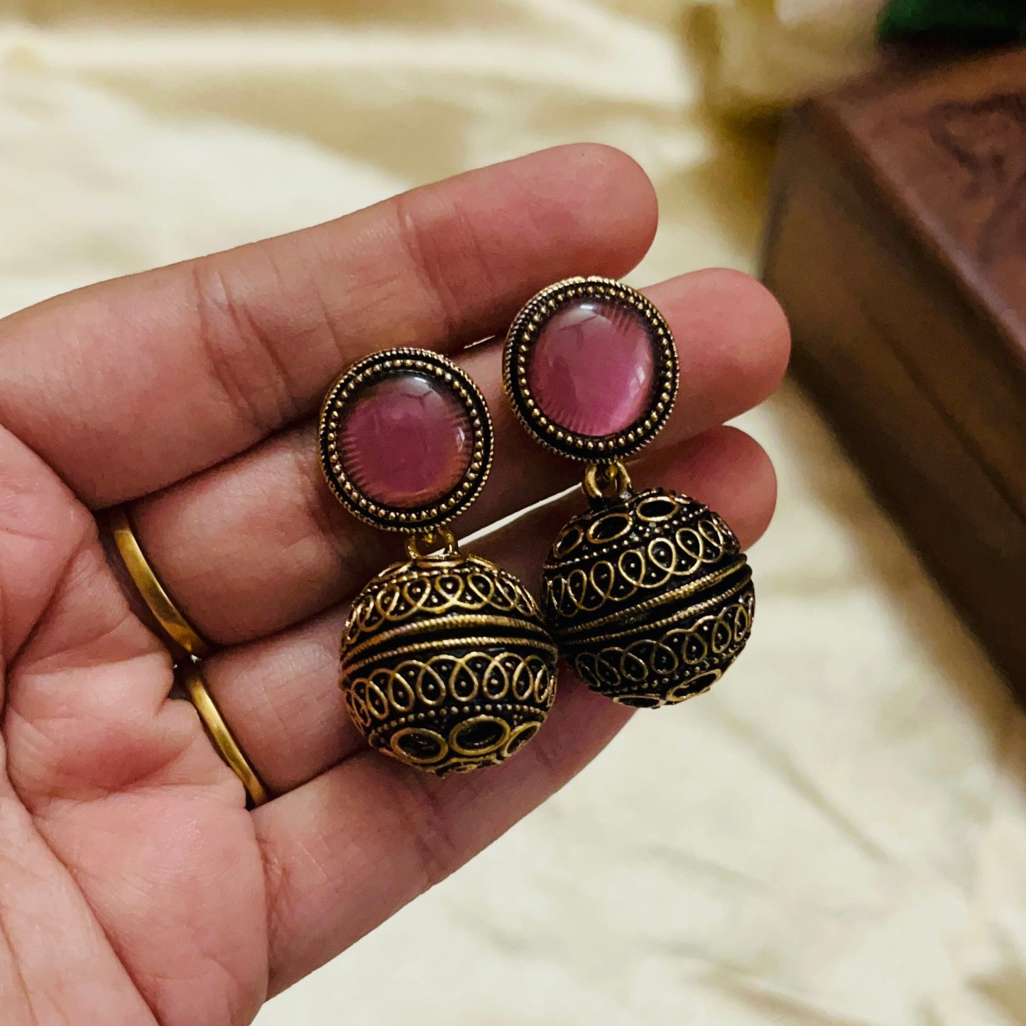 Premium Gold Oxidised Kundala Earring(German Silver Replica)