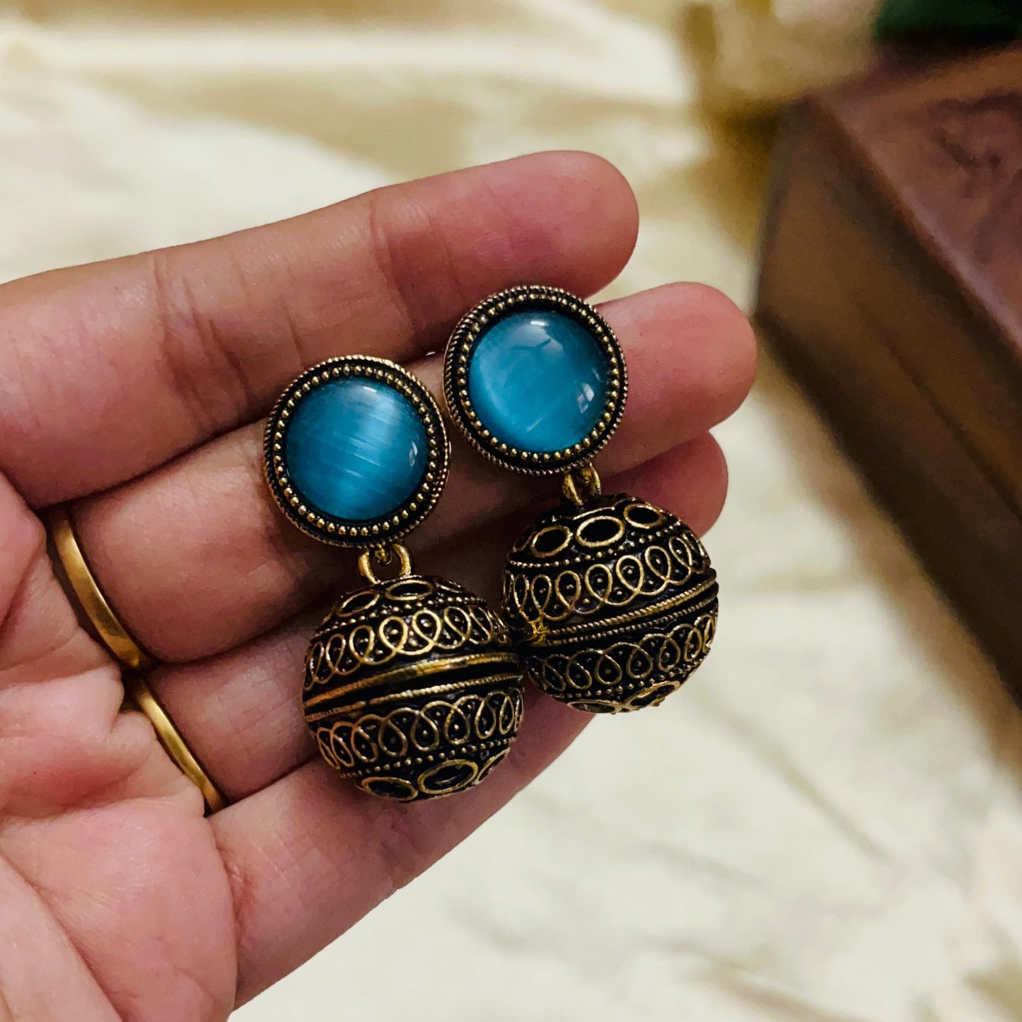 Premium Gold Oxidised Kundala Earring(German Silver Replica)
