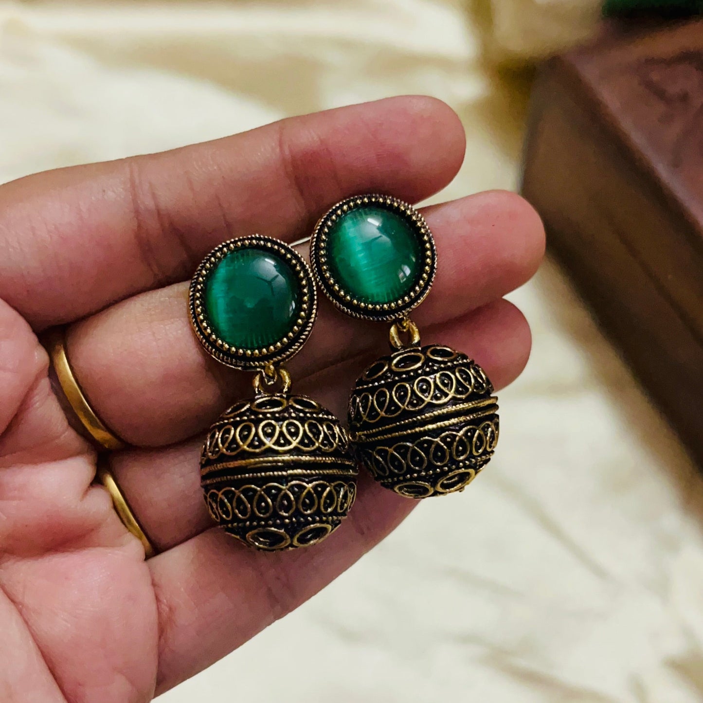 Premium Gold Oxidised Kundala Earring(German Silver Replica)