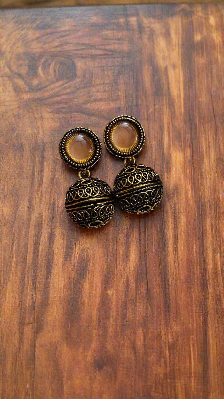 Premium Gold Oxidised Kundala Earring(German Silver Replica)